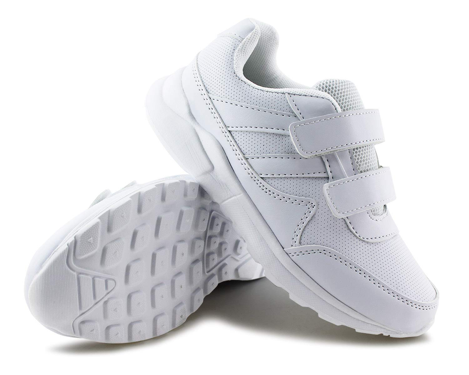 JABASIC Kids Black & White Hook and Loop School Uniform Sneakers - Comfortable Shoes for Boys & Girls - Perfect for School, Playground & Daily Wear