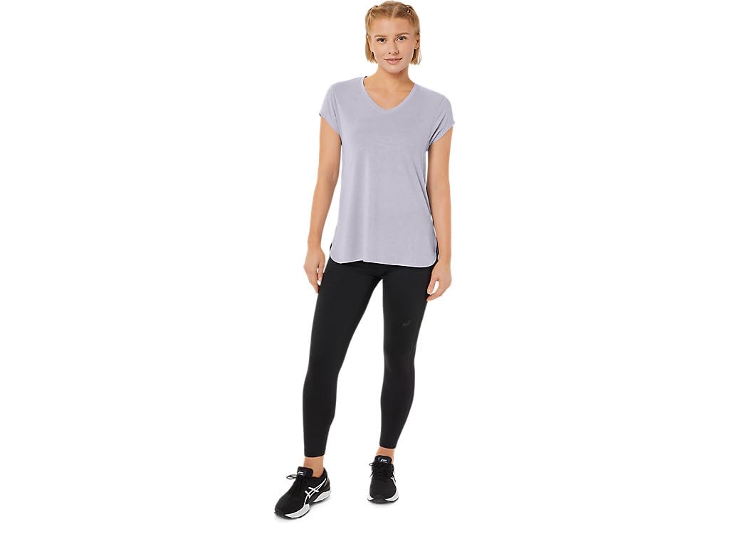 ASICS Women's Heather V-Neck Athletic Top - Lightweight Moisture-Wicking Workout Shirt for Running, Yoga & Gym - Comfortable Breathable Activewear