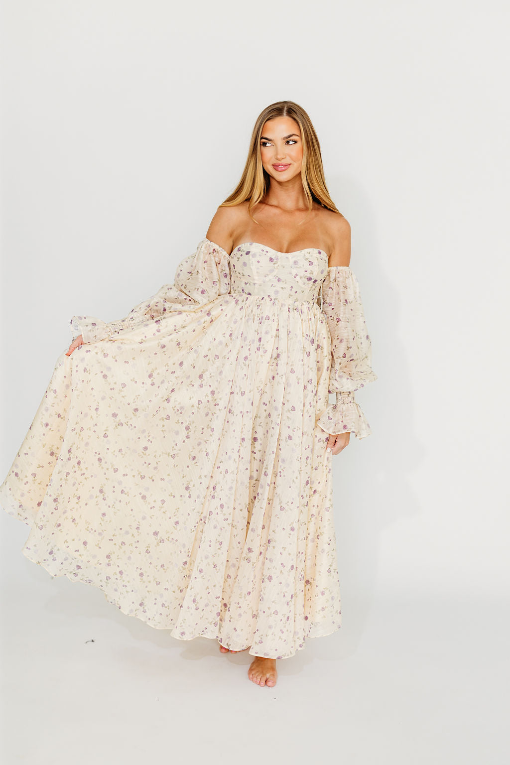 Dear Lily Floral Maxi Dress in Lilac - Maternity & Bump Friendly Women's Summer Dress for Beach, Wedding & Special Occasions