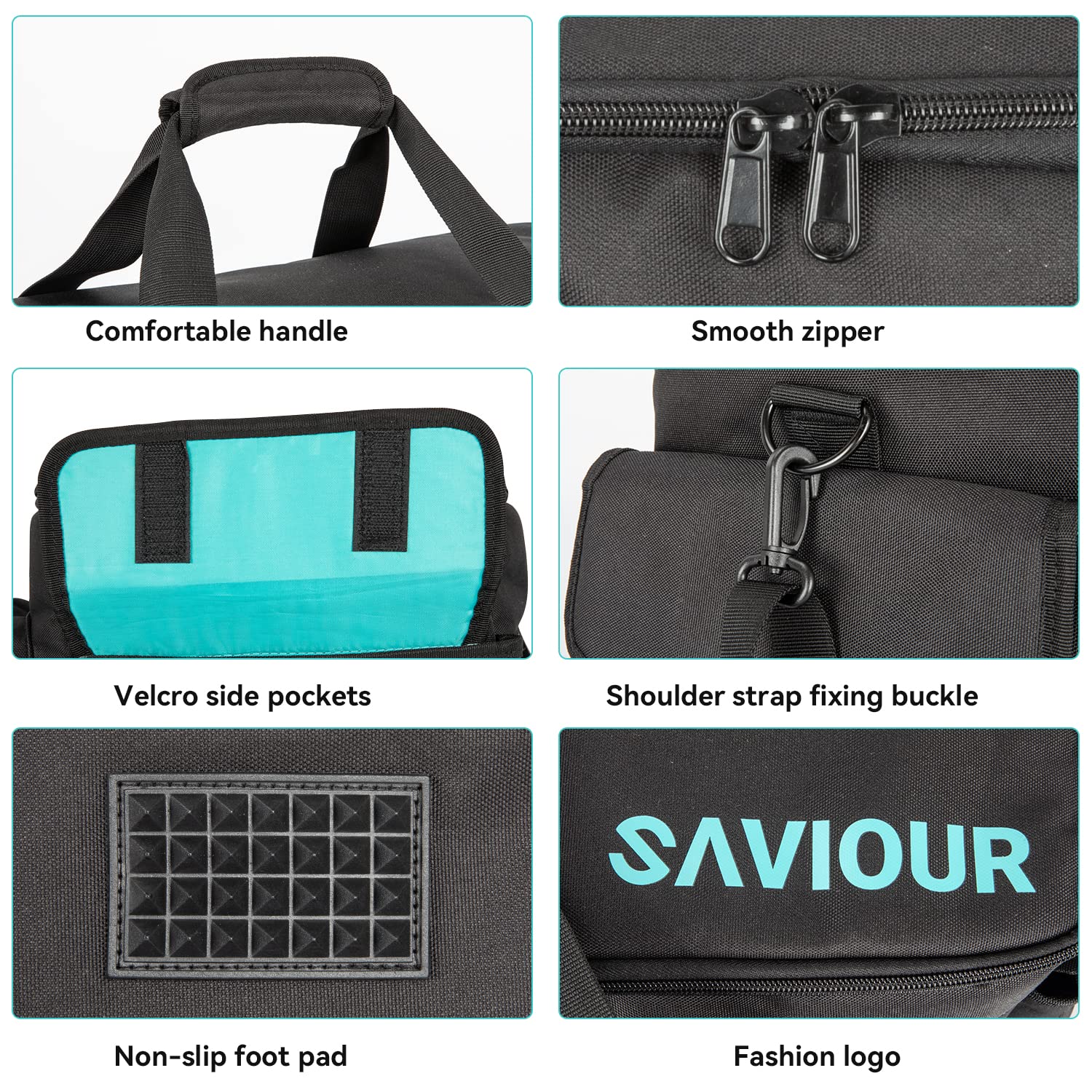 SAVIOUR DJ Cable File Bag - Detachable Padded Bottom & Adjustable Dividers for Music/Audio/Visual Cables - Portable Travel Storage & Studio Organization - Perfect for DJs, Musicians & AV Professionals (Blue)