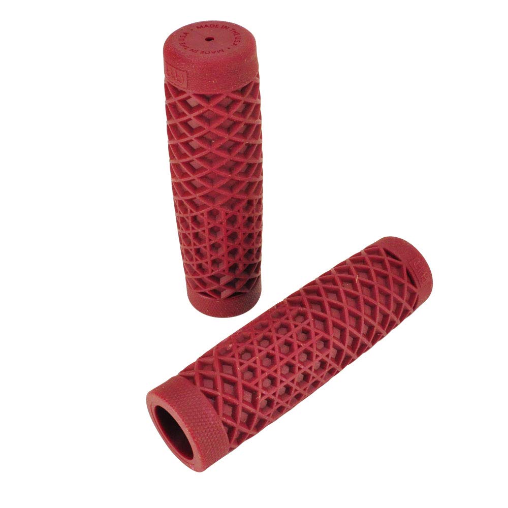 Vans Waffle Pattern Rubber Motorcycle Grips - Oxblood Red - Pair for 7/8