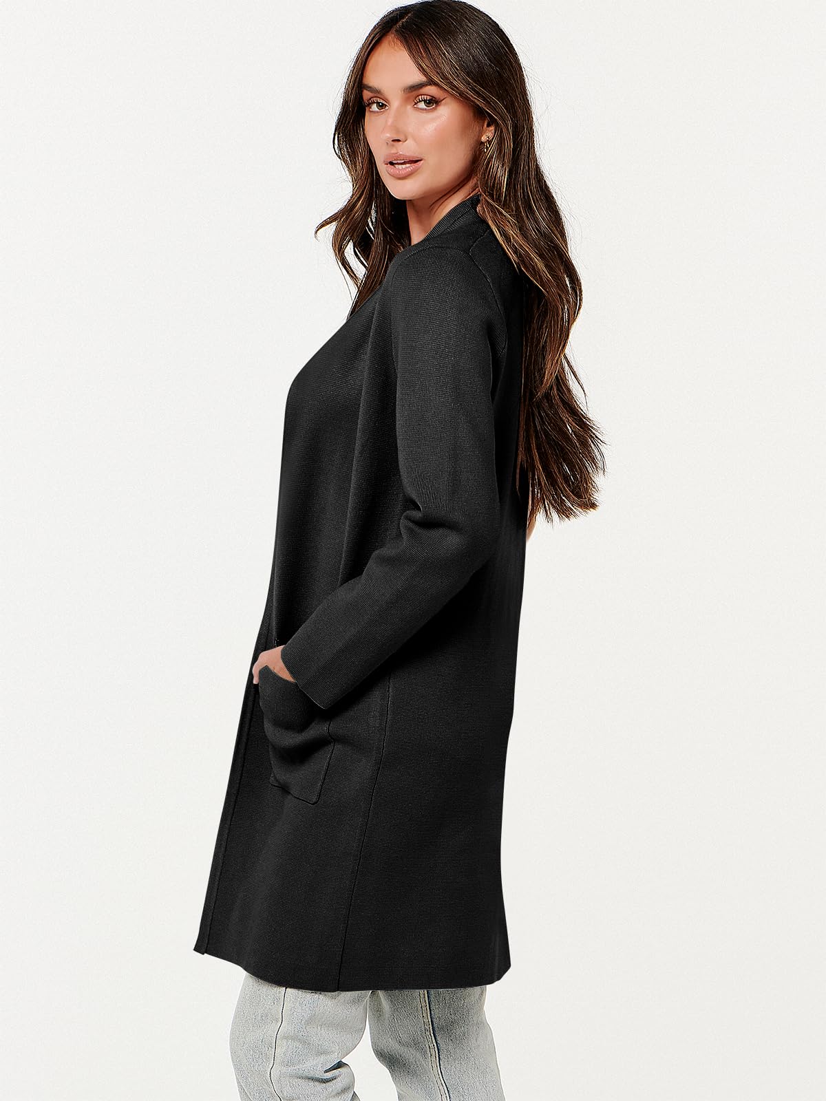 ANRABESS Women's Cardigan Sweater - 2025 Fall Fashion Long Sleeve Open Front Knit Coatigan | Casual Outwear for Work, Travel & Cozy Home Wear