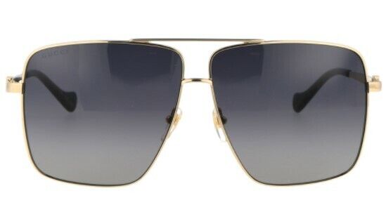 Gucci GG 1087S 001 Gradient Gold/Gray Metal Oversized Caravan Women Sunglasses