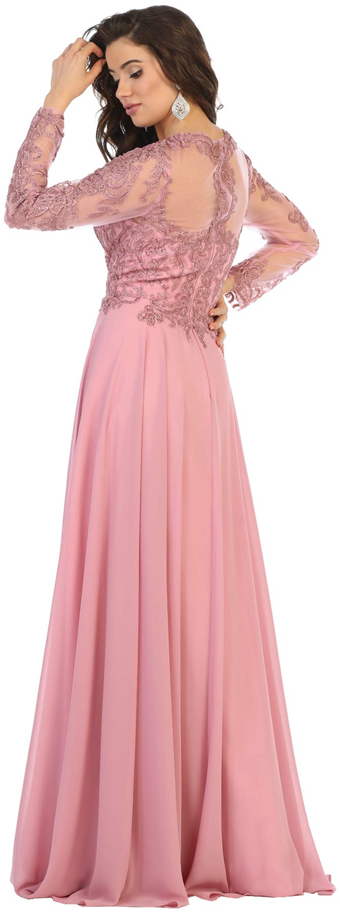 Elegant Long Sleeve Embroidered Evening Gown for Women - Perfect for Weddings, Proms & Formal Events