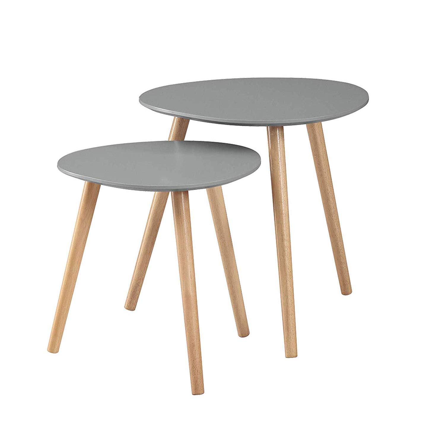 Convenience Concepts Oslo Nesting End Tables - Set of 2, Gray & Light Oak Finish | Modern Side Tables for Living Room, Bedroom & Office | Space-Saving Nesting Design