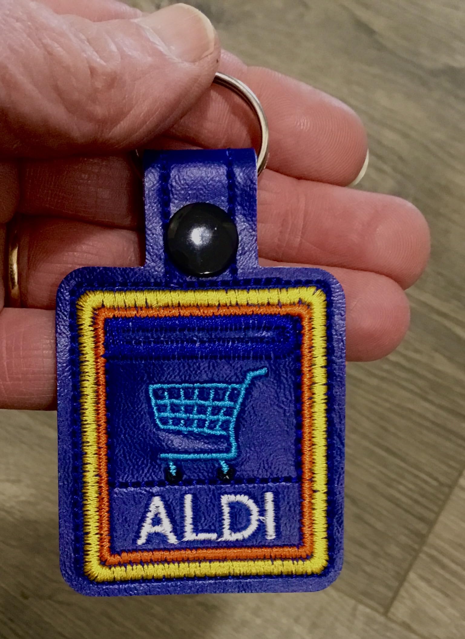 Handmade in USA Aldi Quarter Holder Keychain - Coin Keeper for Shopping Carts | Embroidered Unisex Gift for Grocery Shopping & Convenience