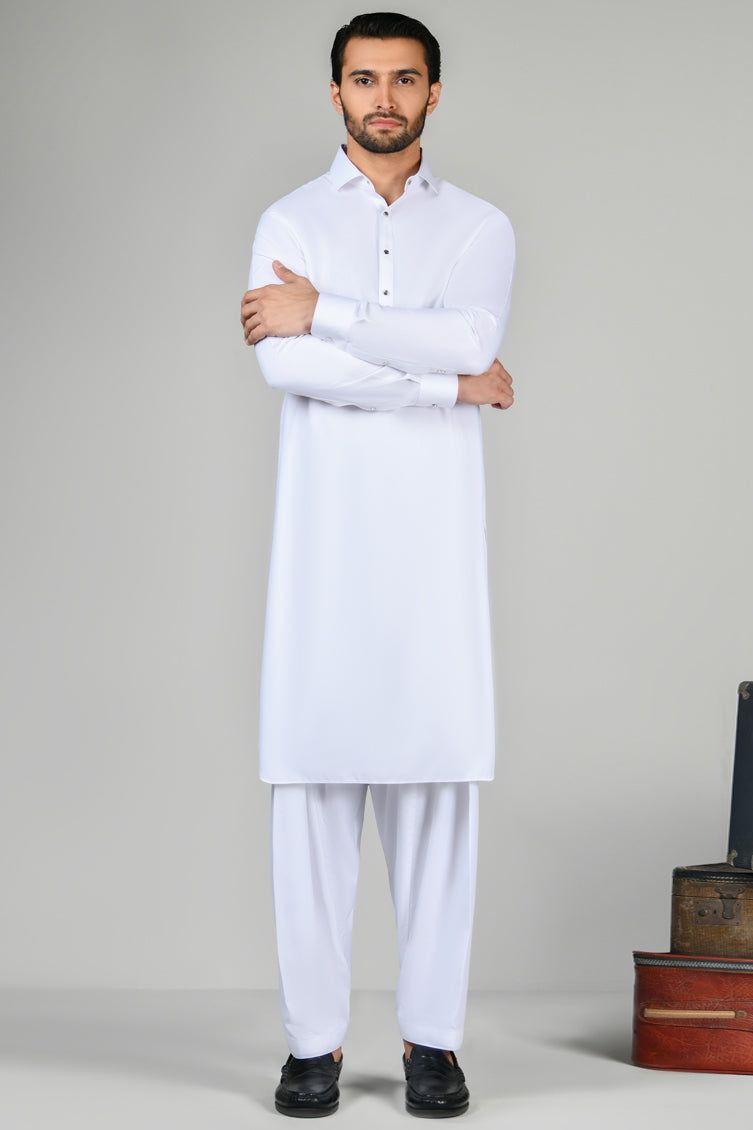 Blended Off White Shalwar Kameez by J. Junaid Jamshed - Premium Pakistani Traditional Dress for Men - Perfect for Weddings, Eid & Special Occasions