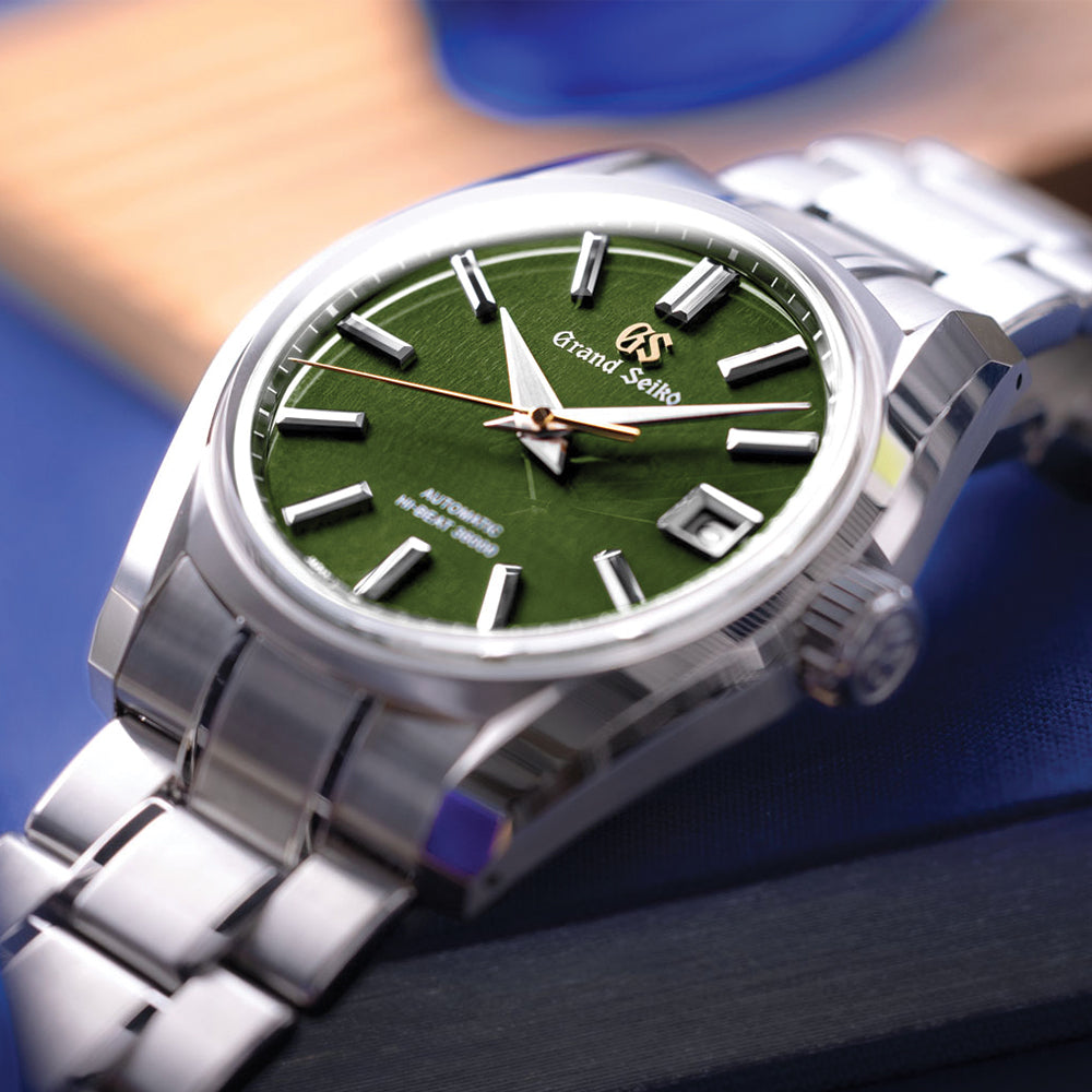 Seiko SBGH351 Rikka Heritage Hi-Beat 36000 40mm Automatic Green Dial Men's Watch with Stainless Steel Bracelet - Perfect for Dress, Business, and Special Occasions