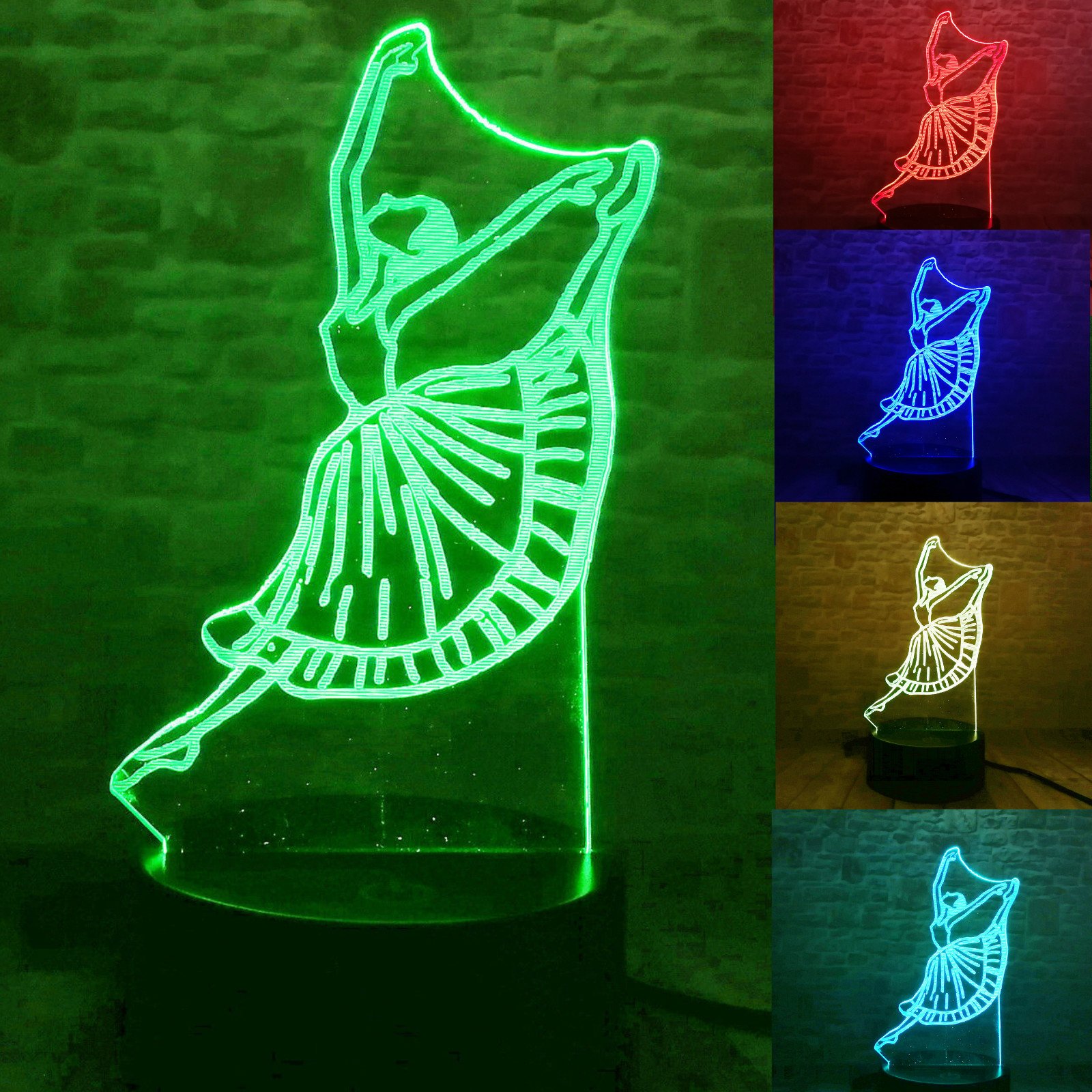 3D Ballet Dancer Swan Lake Night Light - 7 Color Changing LED Table Lamp with Optical Illusion Effect | Perfect for Bedroom, Nursery, Christmas Decor, Birthday Gift for Kids & Home Decoration