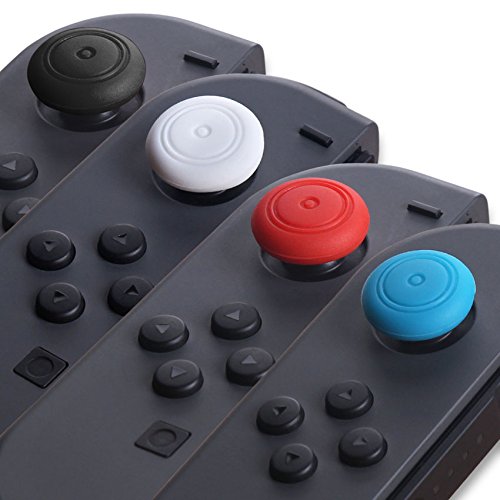 4 PCS Silicone Analog Joystick Thumb Stick Grip Cap Cover for Nintendo Switch NS Joy-Con (Black) - Improve Gaming Comfort & Control for Switch Lite, OLED & Original Models - Perfect for Long Gaming Sessions, Travel & Competitive Play