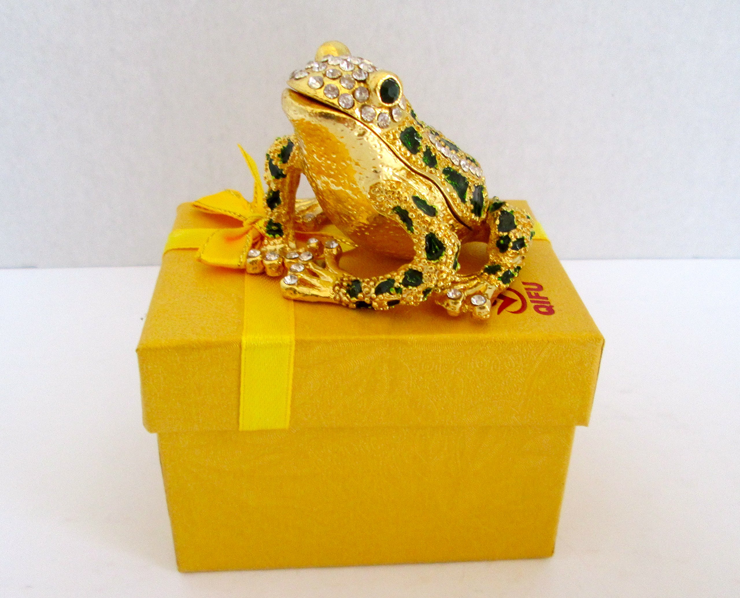 Exquisite Bejeweled Frog Jewelry Box - Handcrafted Collectible Trinket for Necklaces & Rings - Perfect Gift for Home Decor & Jewelry Storage