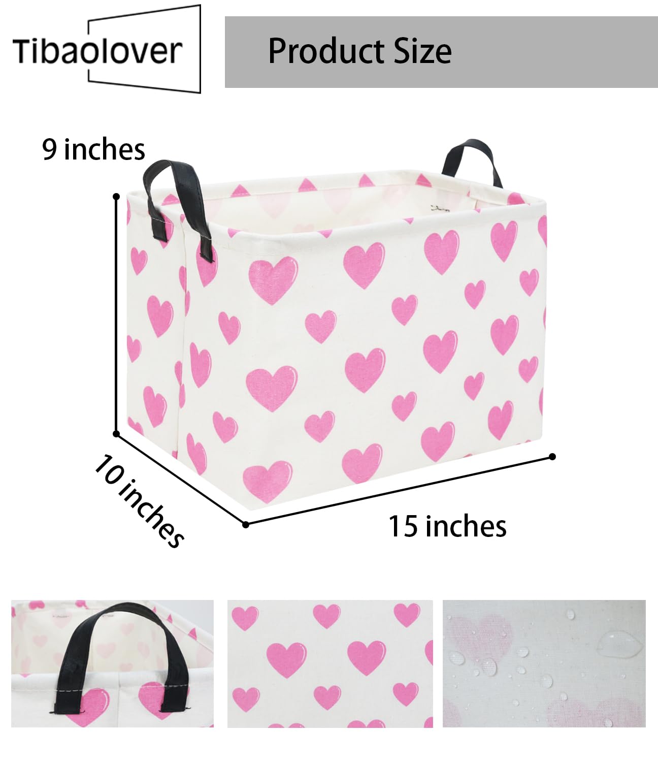 Pink Heart-Shaped Rectangular Toy Storage Basket for Baby Girls - Cute Kids Room Organizer Bin for Toys, Books & Decor - Perfect Gift for Nursery, Playroom & Bedroom (Pink Love)