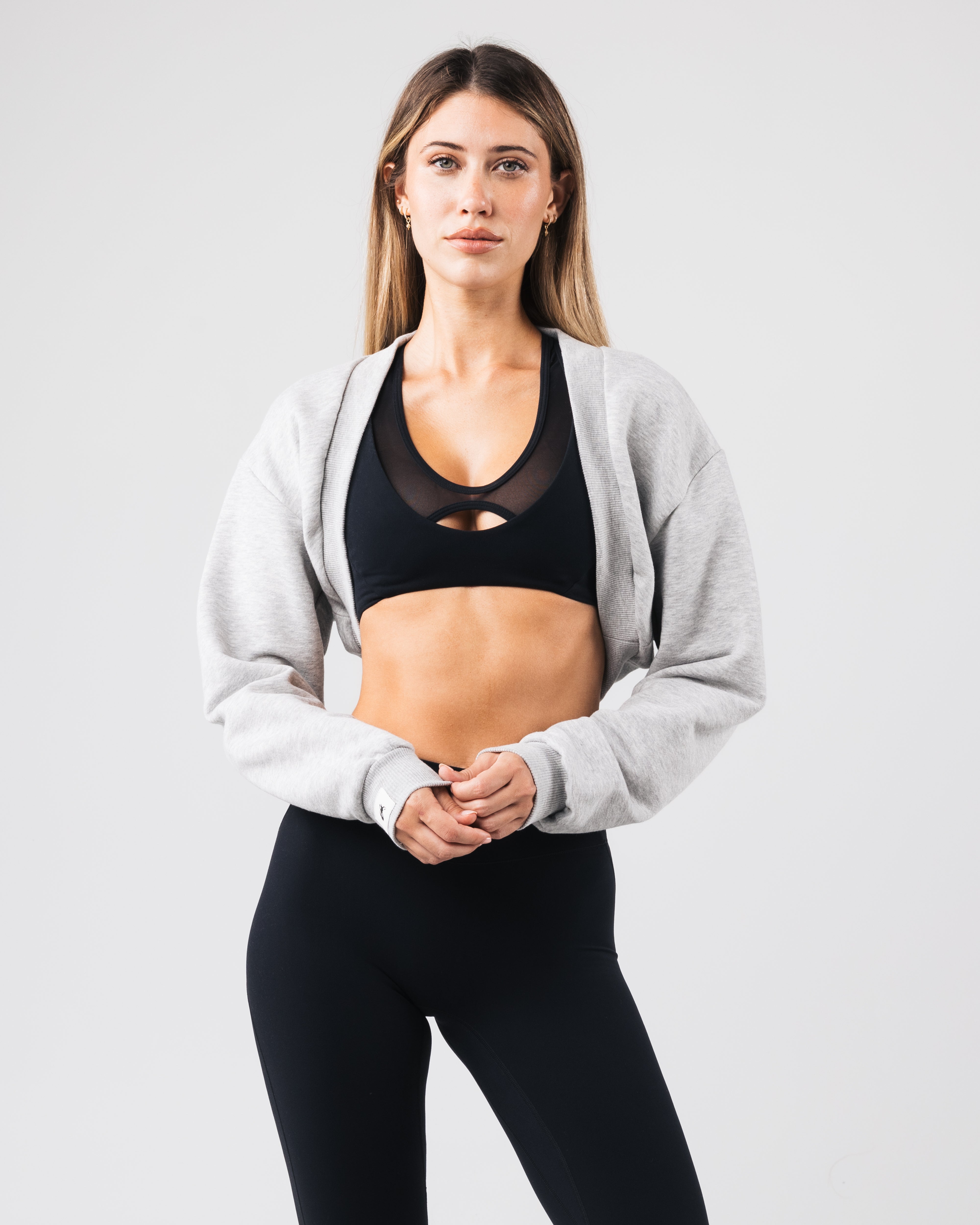 Stylish Overlay Shrug Sweater in Heather Cloud - Perfect for Layering in Fall & Winter | Cozy Cardigan for Women