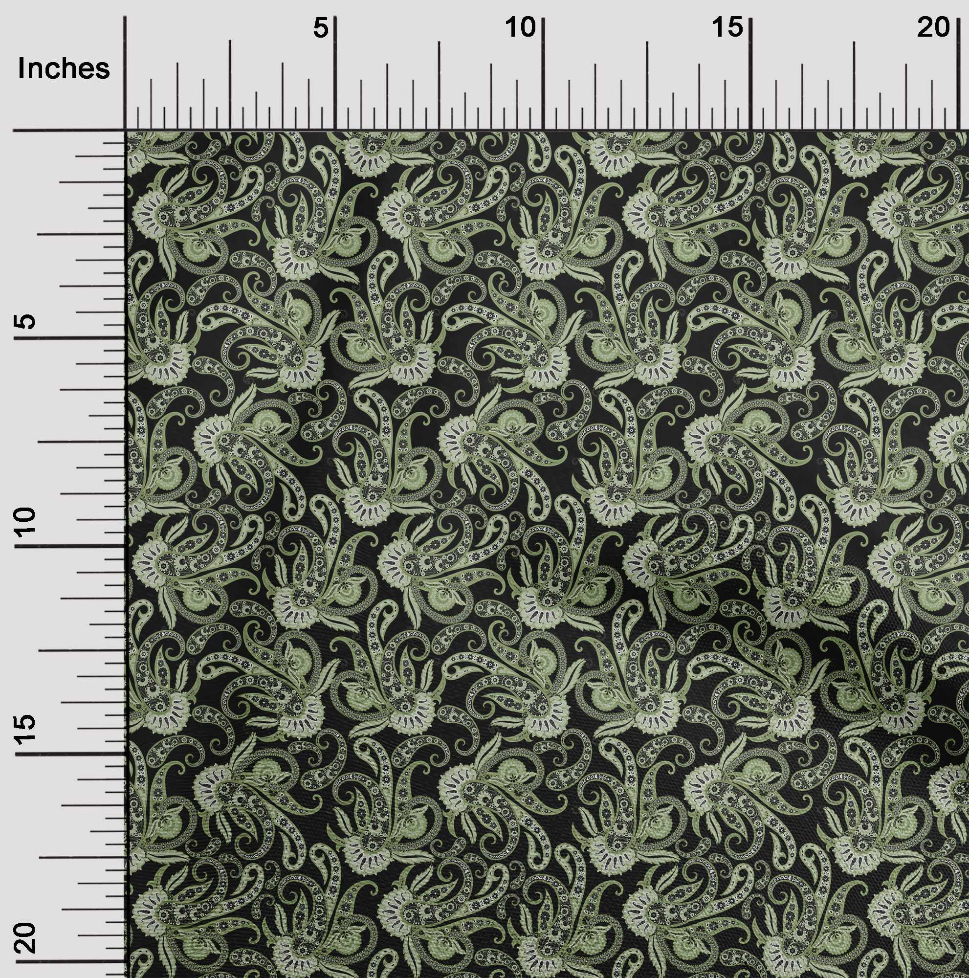 Premium Cotton Silk Green Paisley Fabric by The Yard - 42 Inch Wide for DIY Clothing, Dresses, Scarves & Home Decor Sewing Projects