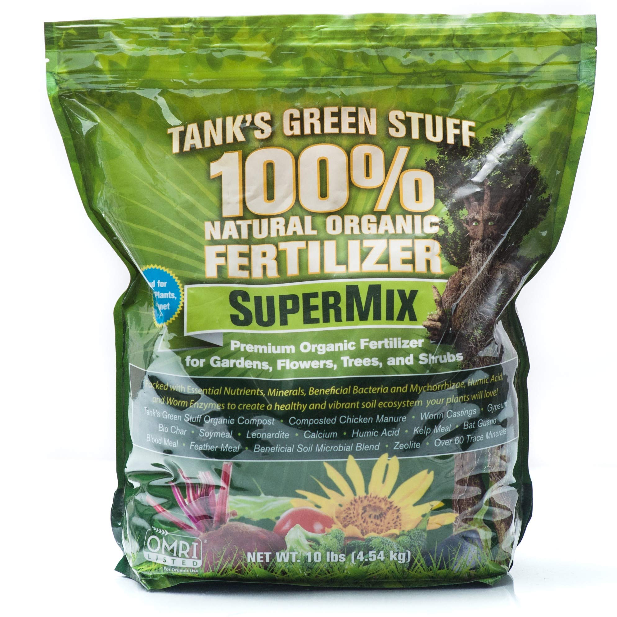 Tank's Green Stuff 100% Organic SuperMix Fertilizer 10 lb - Premium Plant Food for Vegetables, Flowers & Lawns | Ideal for Indoor Potted Plants, Outdoor Gardens & Hydroponics