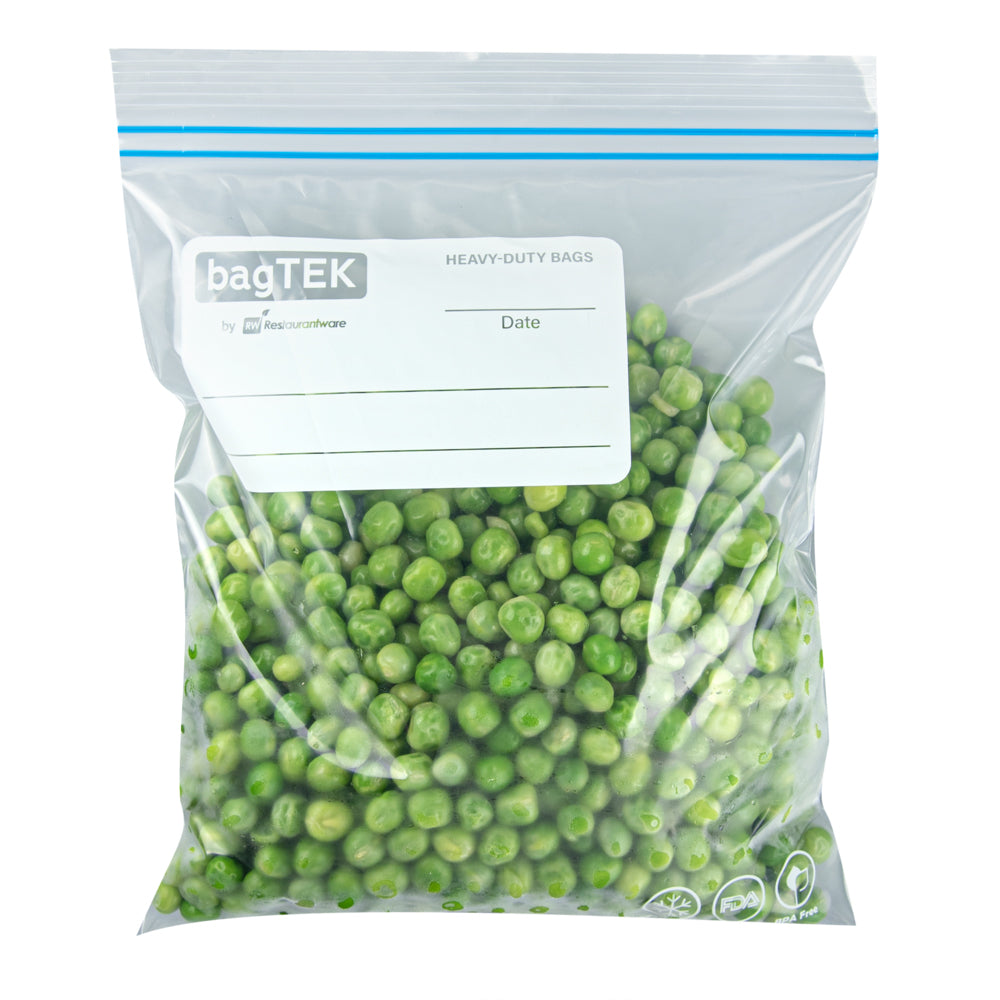 BPA Free 1 Quart Clear Plastic Freezer Bags with Double Zipper & Write-On Labels - 25 Count Box (7.5