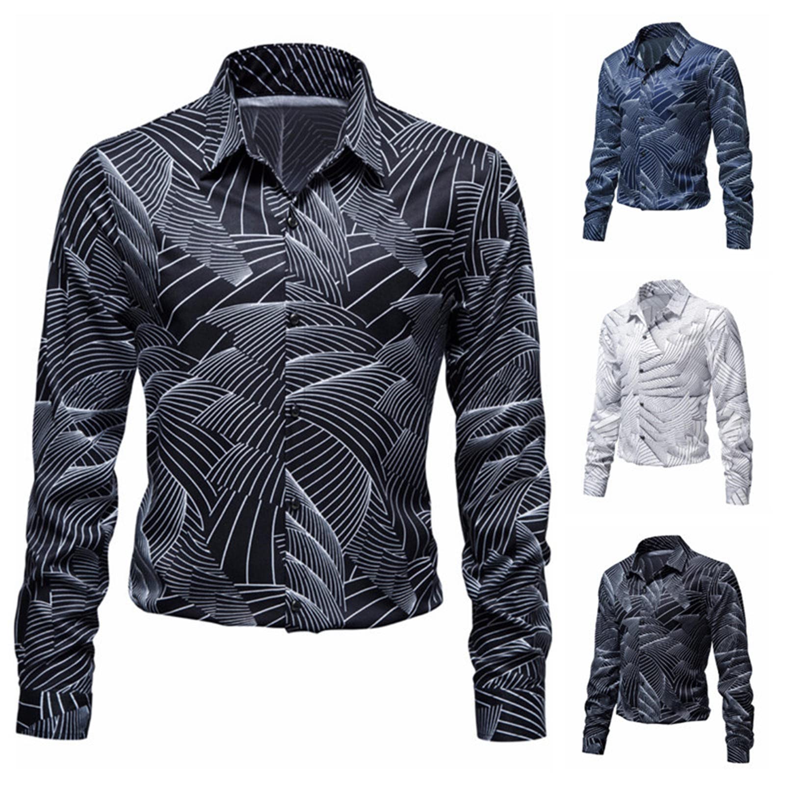 Maryia Men's Hawaiian Floral Print Luxury Dress Shirt - Long Sleeve Casual Business Button Down Shirt for Party, Vacation & Office Wear | Breathable Comfort for Tropical & Formal Occasions
