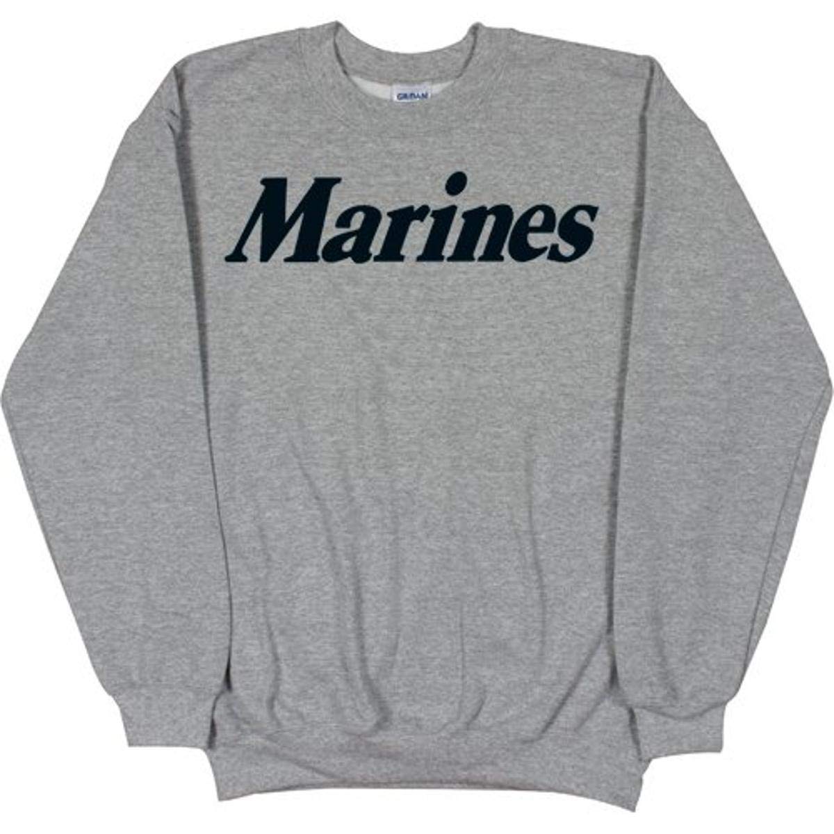Fox Outdoor Products Marines Black Imprint Crewneck Sweatshirt - Comfortable Cotton Pullover for Military Enthusiasts | Perfect for Outdoor Activities, Casual Wear & Military Appreciation Events