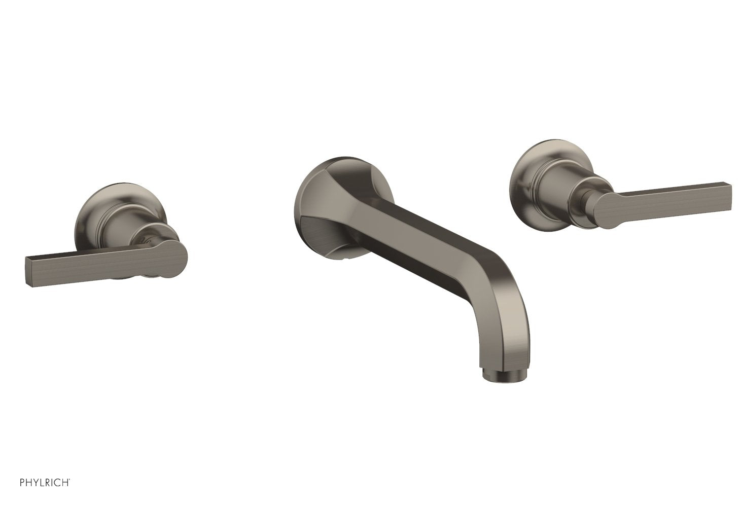 HEX MODERN Wall Mount Lavatory Faucet Set with Lever Handles - Model 501-12 - Perfect for Bathroom Sink, Powder Room & Guest Bath Installation