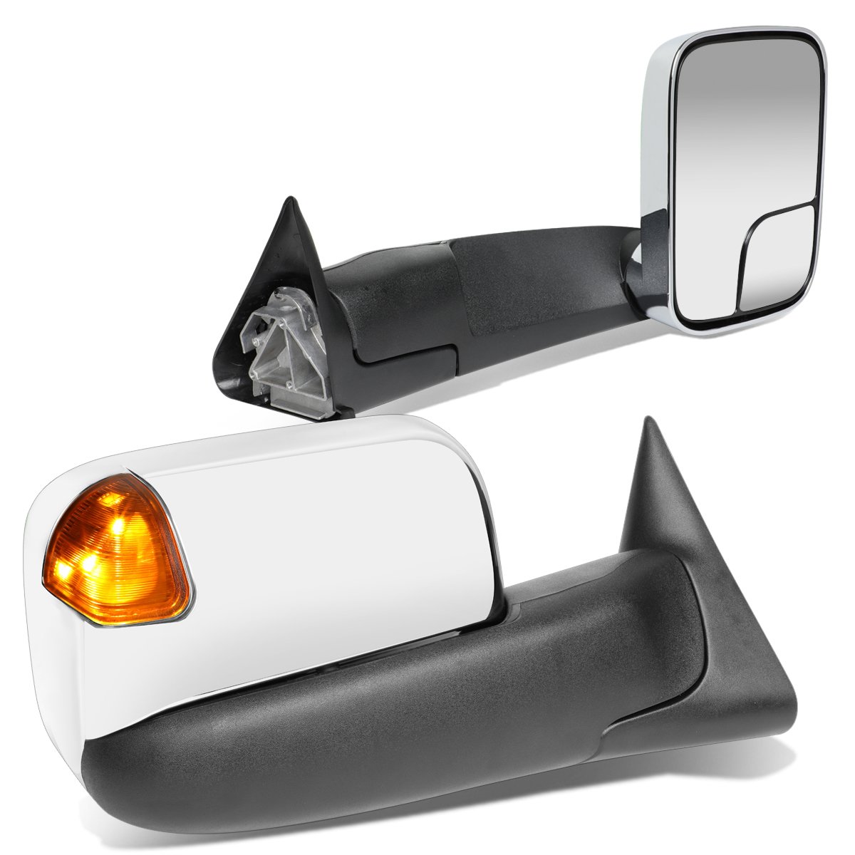 Chrome Power Towing Mirrors with Amber LED Turn Signal for Dodge Ram Truck 94-97 - Flip Up Side Mirrors for Enhanced Visibility & Safety | Perfect for Towing, Hauling & Off-Road Adventures