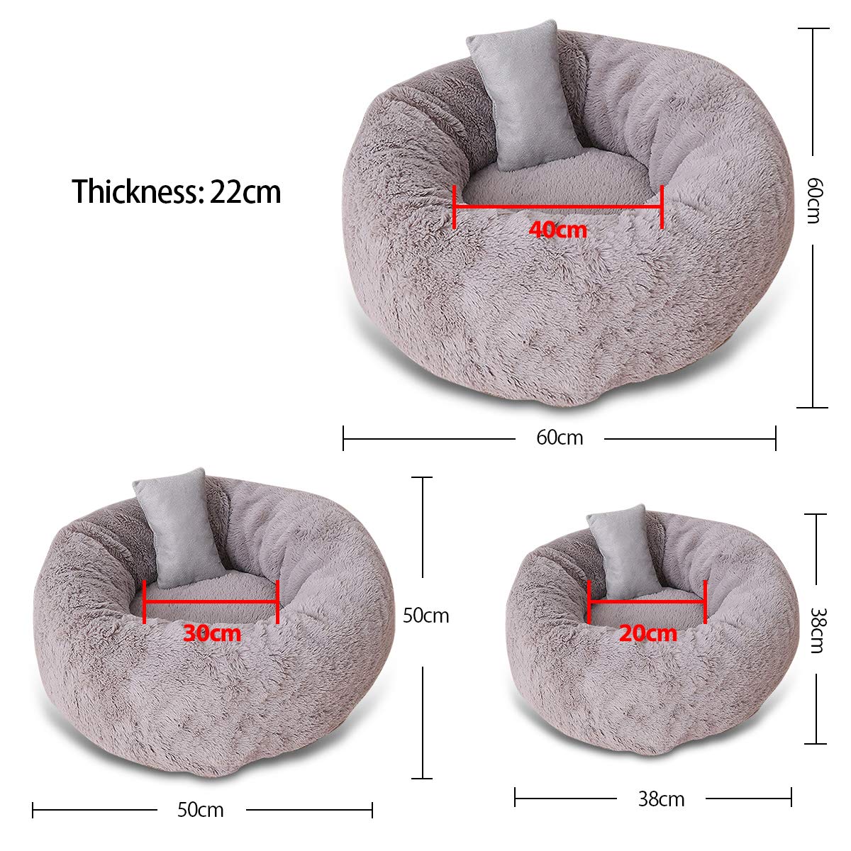 Round Cat Bed & Dog Bed - Soft & Cozy Pet Bed Machine Washable for Indoor & Outdoor Use - Perfect for Couch, Floor & Travel