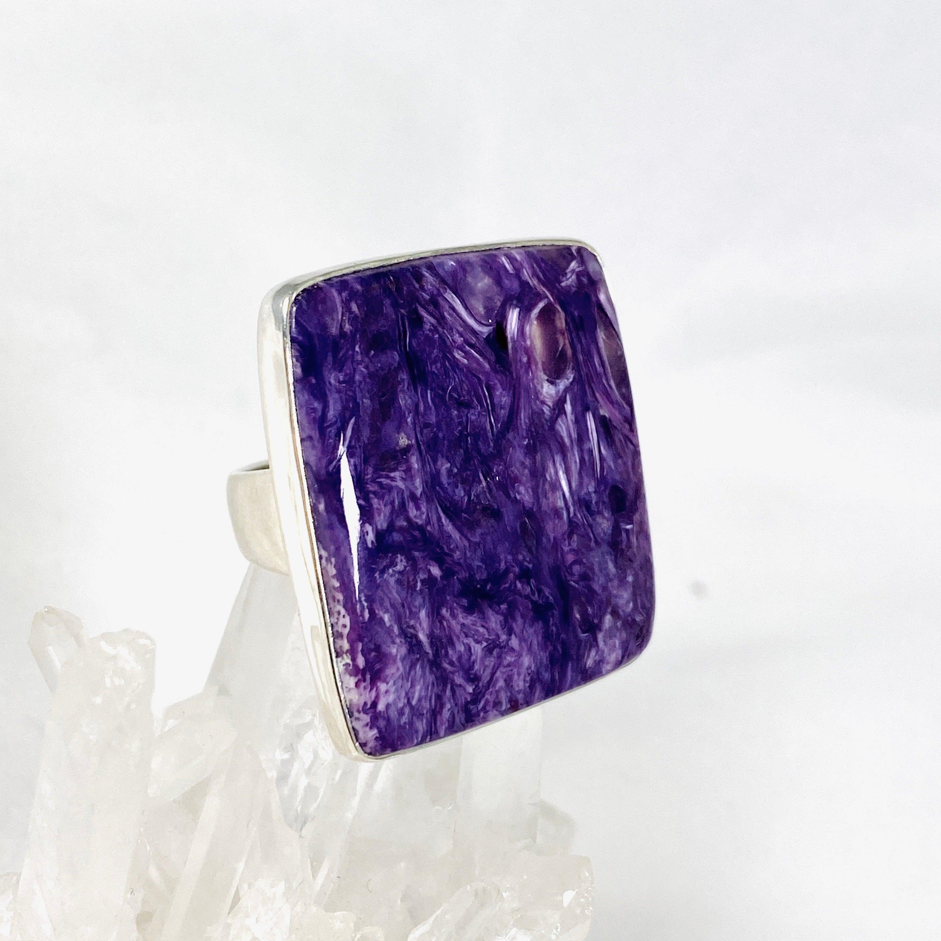 Charoite Square Ring Size 10 - Unique Purple Gemstone Jewelry for Women | Perfect for Gifts, Weddings & Special Occasions