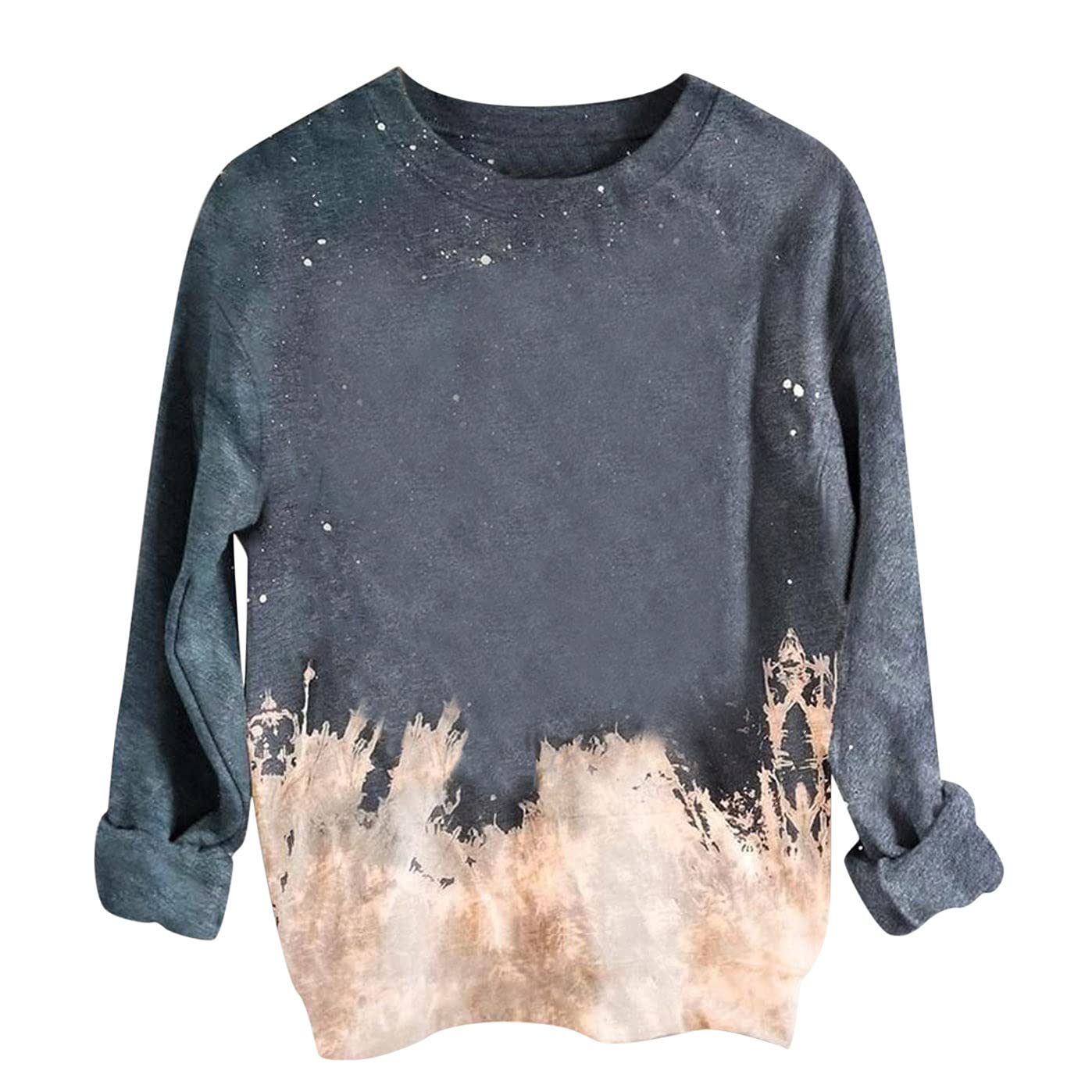 Women's Loose Fit Hooded Sweatshirt with Short Curled Hem & Sternum Print - Long Sleeve Yoga Top for Casual Wear, Workouts & Lounge