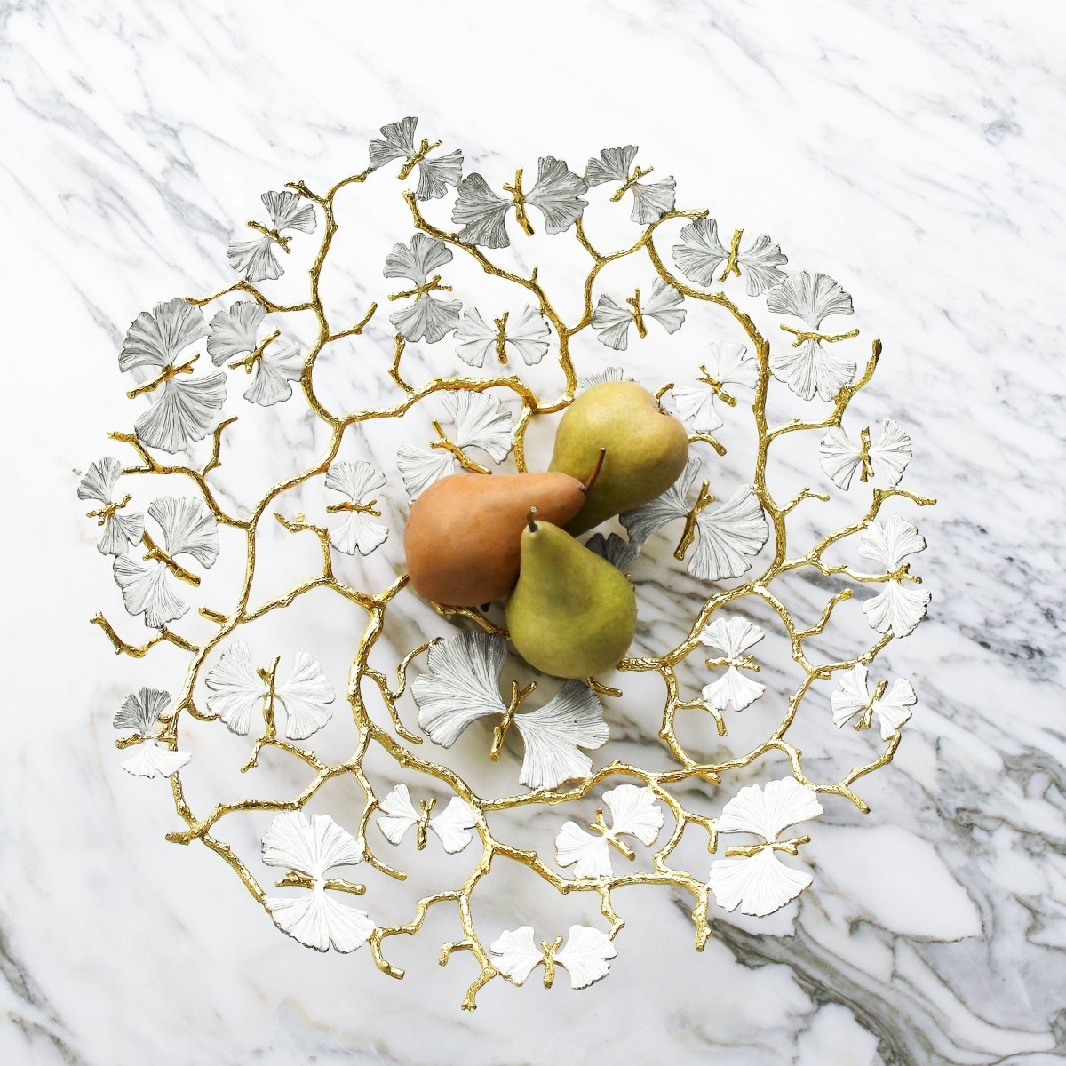 Butterfly Ginkgo Gold Centerpiece Platter - Elegant Serving Tray for Dining, Wedding, and Home Decor | Perfect for Parties, Holidays, and Special Occasions