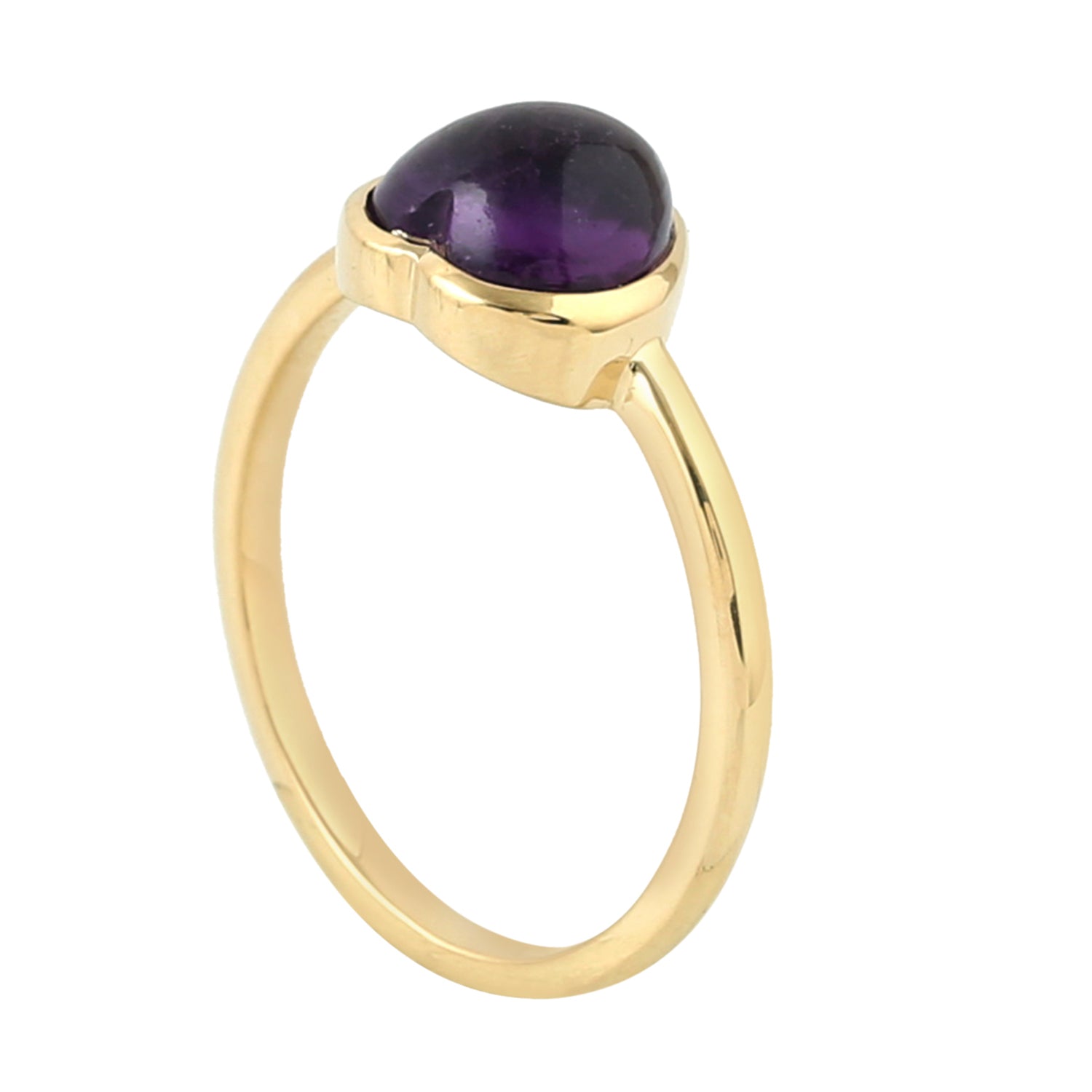 Bezel Set Amethyst Gemstone Yellow Gold Heart Ring - Valentine's Day Gift for Women, Anniversary Present, Romantic Jewelry for Her | Perfect for Proposals, Date Nights & Special Occasions