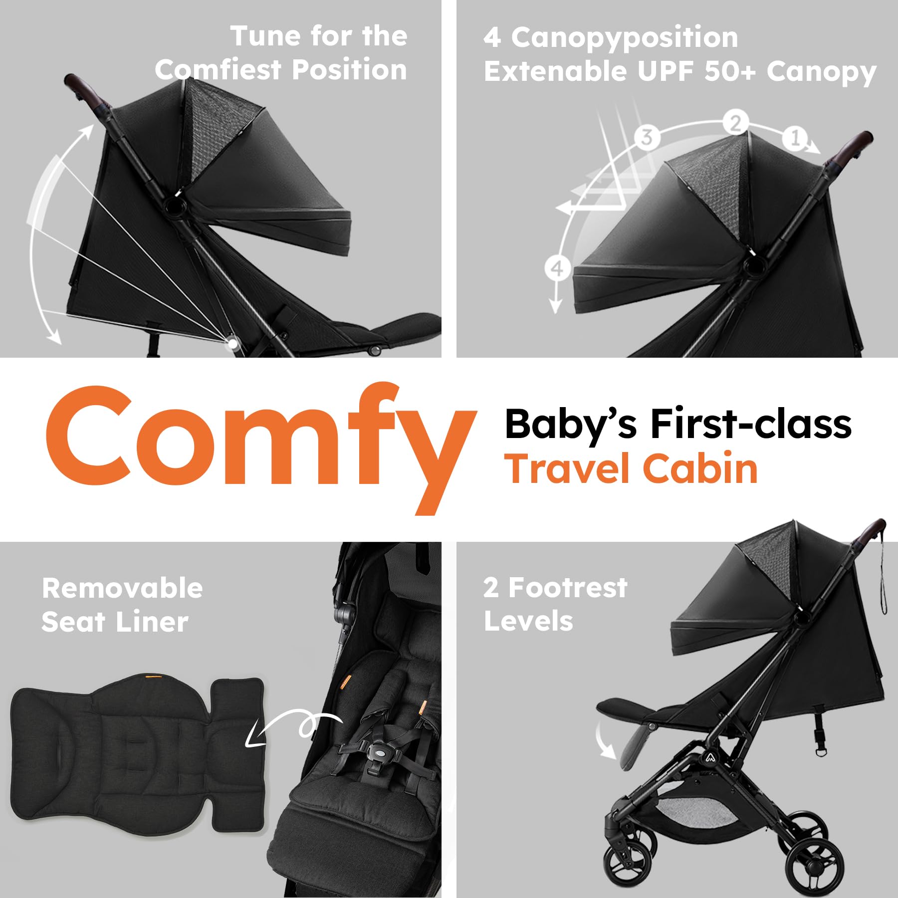 Lightweight Baby Travel Stroller with Organizer & Cushion - Mom's Choice Gold Award Winner | Compact, Airplane-Friendly Foldable Stroller (11.6 lbs) | One-Hand Fold Design for Toddlers | Perfect for Air Travel, Shopping & Daily Walks