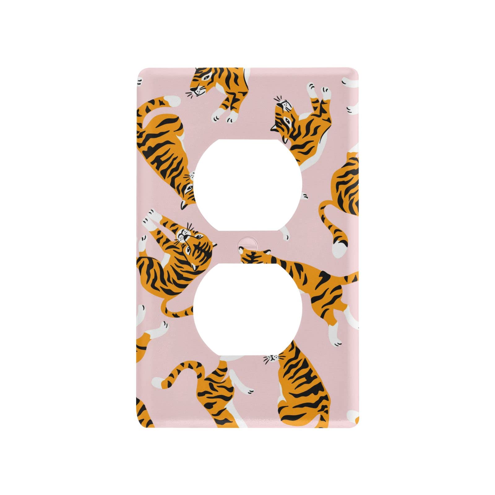 Cartoon Tigers Electrical Outlet Cover - Decorative Light Switch Plate for Home & Office - Childproof Safety Cover for Nursery, Kids Room & Playroom