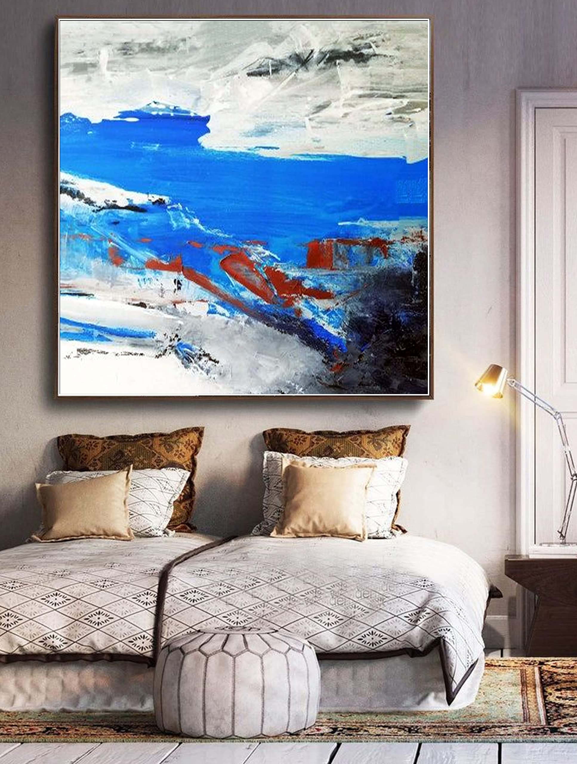 3D Textured Canvas Wall Art Painting - Modern Boho Home Decor, 32x32 Inch Handmade Arch Design for Living Room, Bedroom & Wedding Decor | Customizable Artwork for Stylish Interior Design