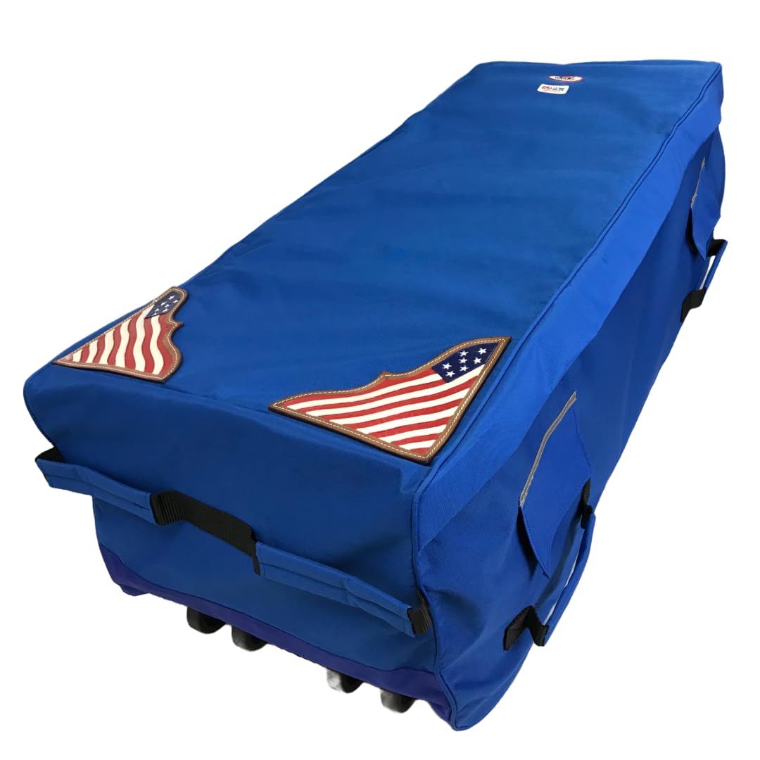 Derby Originals Rolling Bale Bag with Ventilation Windows & Patriotic Leather Accents - Royal Blue Horse Feed Carrier | Perfect for Stable Storage, Farm Use & Equestrian Travel