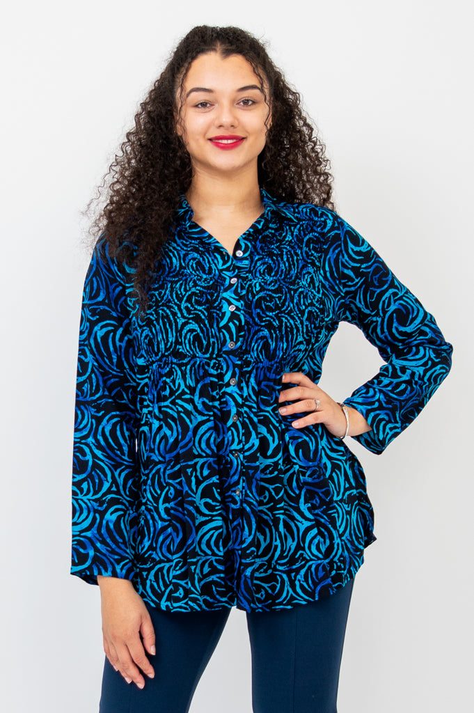 Cindy Long Sleeve Blouse for Women - Soft & Comfortable Whirlpool Print Top - Perfect for Office, Casual Wear & Date Nights