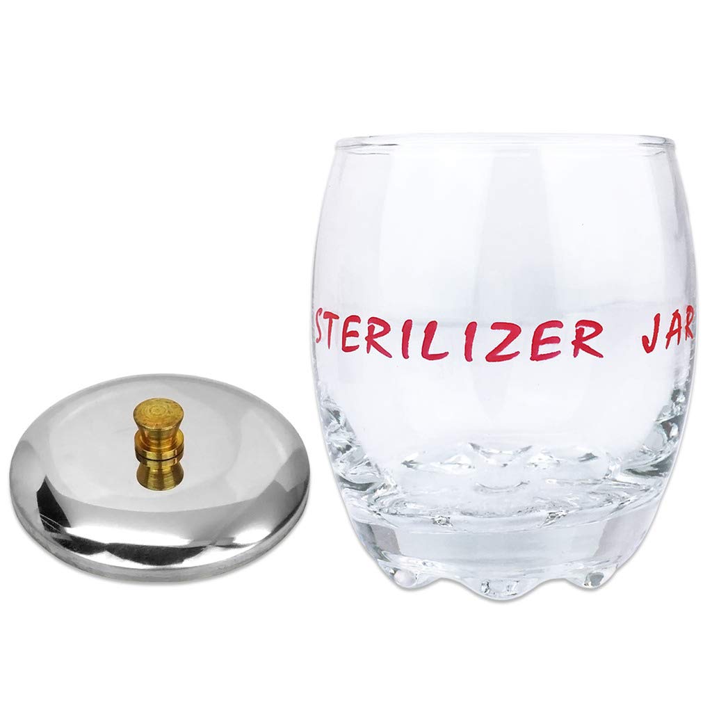 Small Disinfecting Sterilizer Jar with Metal Lid - Perfect for Tools, Manicure, SPA Implements & Scissors | Clear Sterilization Container for Home, Salon & Medical Use