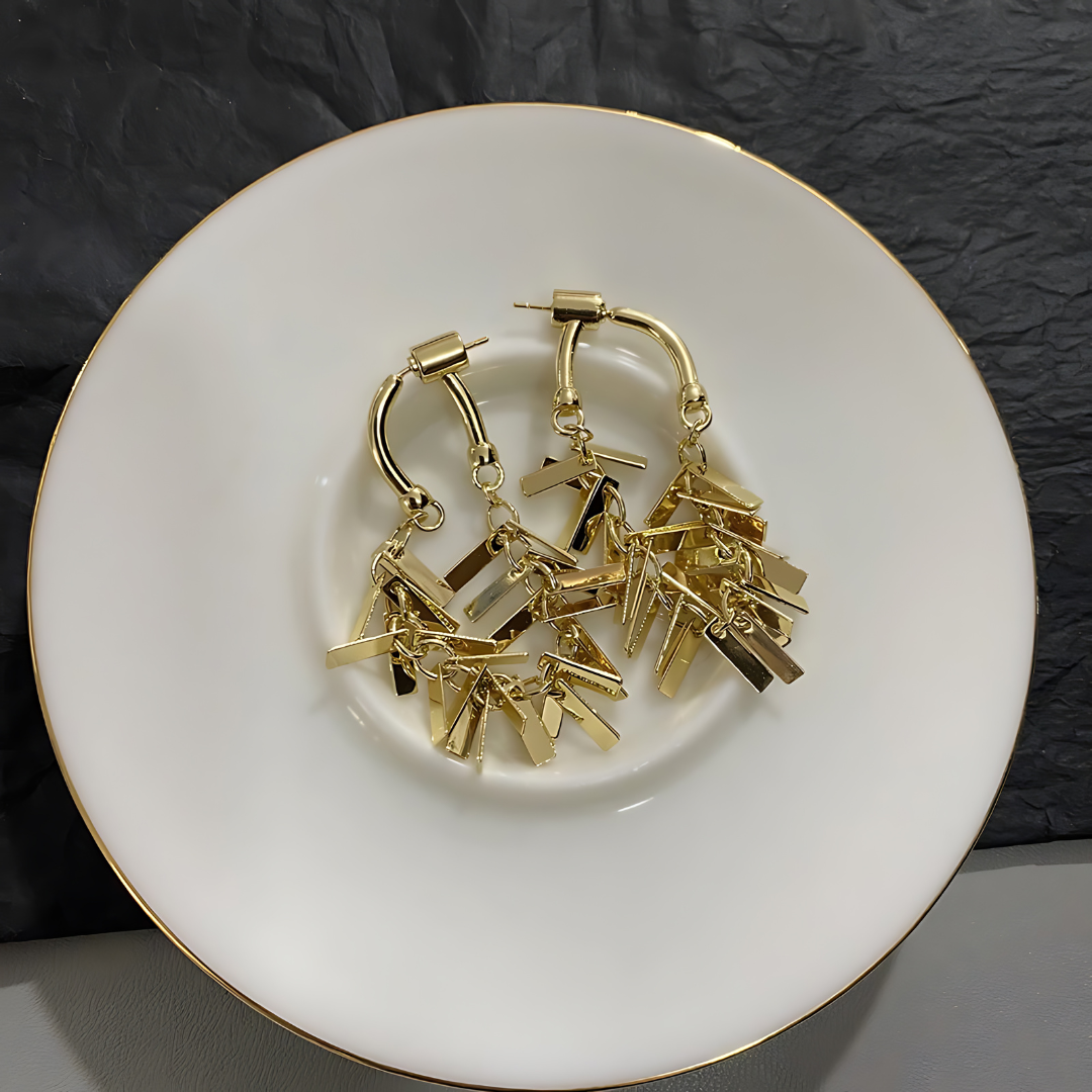 Stylish Geometric Tassel Hoop Earrings for Women | Trendy Boho Dangle Earrings | Gold & Silver Statement Jewelry | Perfect for Parties, Weddings & Everyday Wear (A7886)