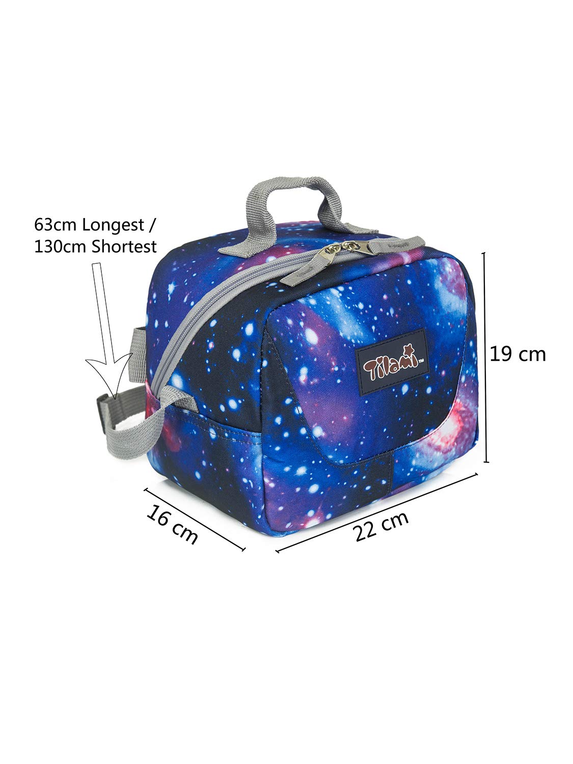 Tilami 18 Inch Rolling Laptop Backpack with Insulated Lunch Bag - Galaxy Print - Perfect for School, Travel & Business Commuters