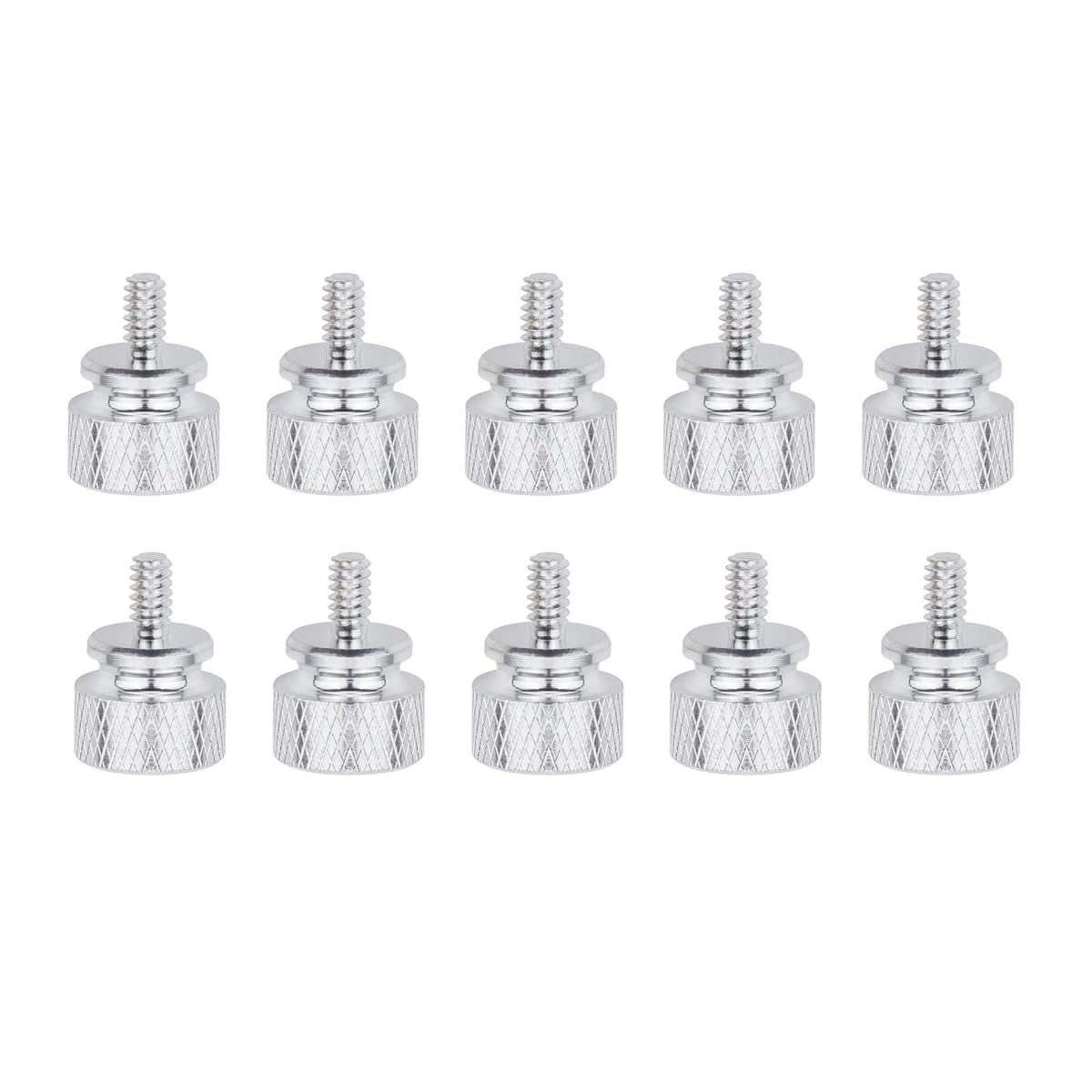 10Pcs Computer PC Case 6-32 Fully Threaded Knurled Thumb Screws - Silver Metal Case Screws for PC Build, Server Rack & Electronics Repair - Easy Grip & Tool-Free Installation