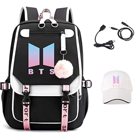 BTS Backpack for Kpop Fans - Black Casual Laptop Backpack for Students & Travel, 11.8 x 8.26 x 17.3 inches - Perfect for School, Work & Daily Commute