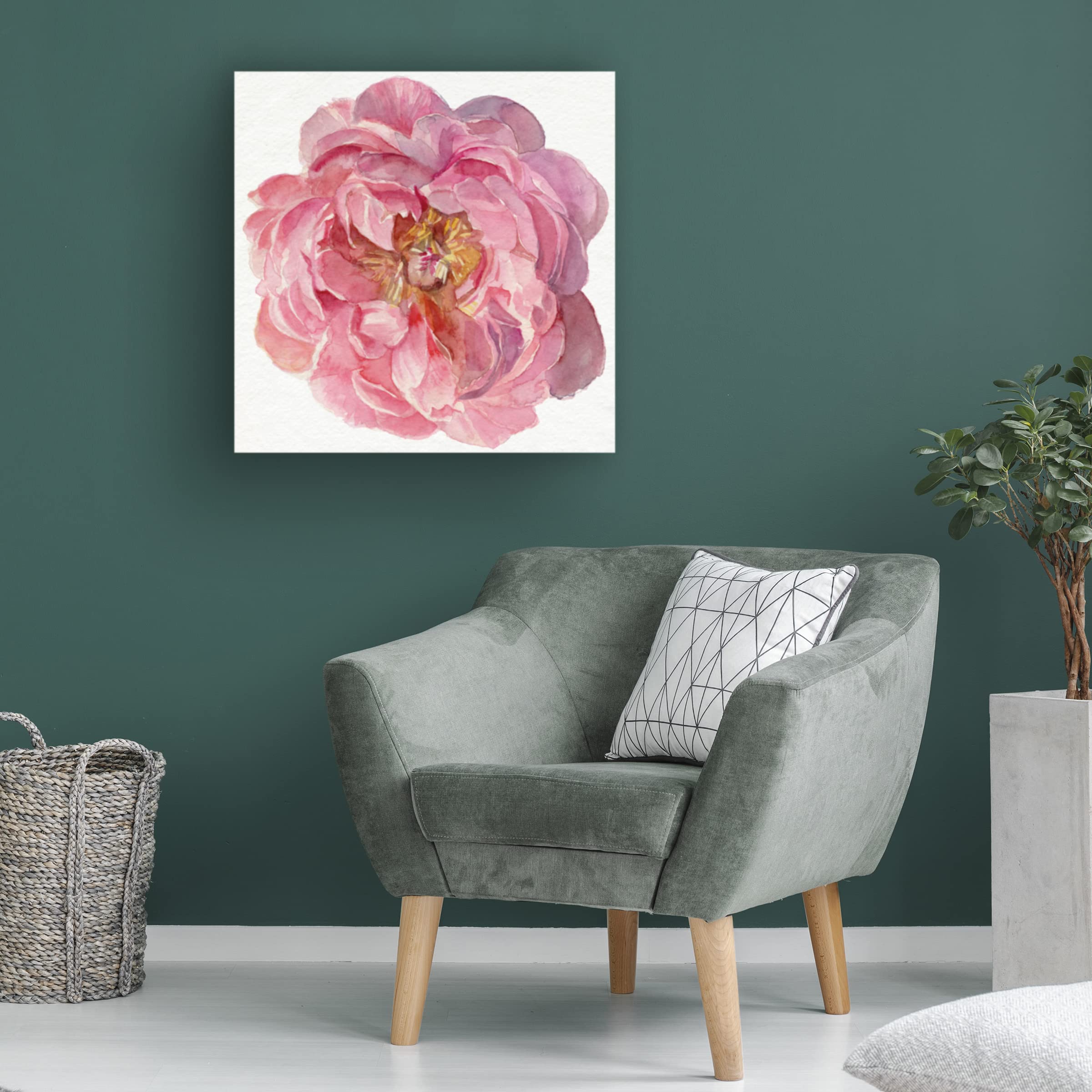 Jennifer Paxton Parker 'Blossomed Peony II' Floral Canvas Wall Art Print - Vibrant Peony Flower Painting for Living Room, Bedroom & Office Decor