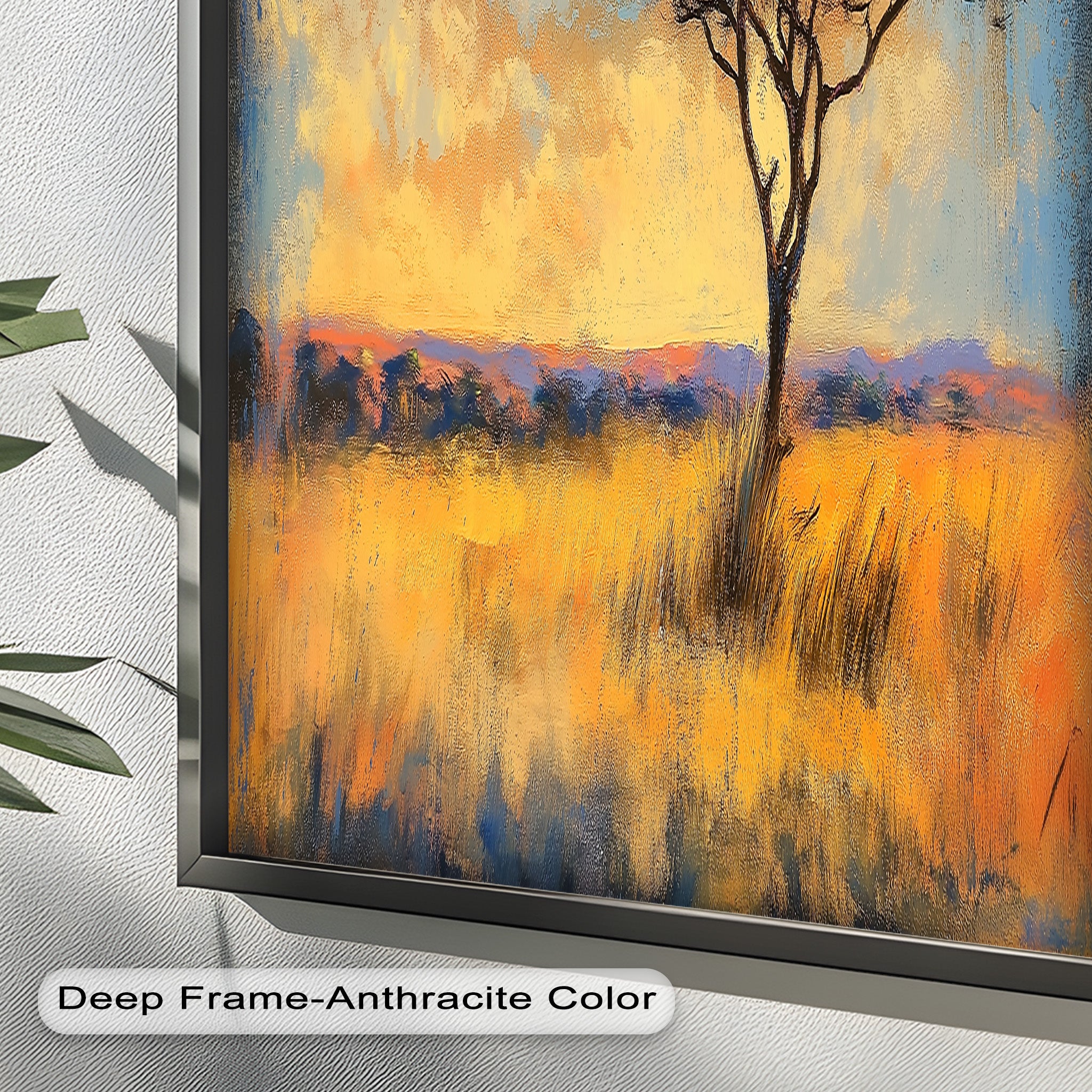 African Savannah Tree Wall Art - Handmade Landscape Oil Painting for Living Room & Bedroom Decor