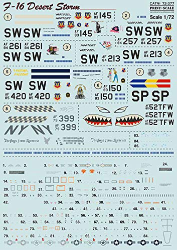 1/72 Scale F-16 Wet Decal for Desert Storm - High Quality Aircraft Model Decals for Hobbyists & Collectors - Perfect for Model Kits, Dioramas & Military Displays