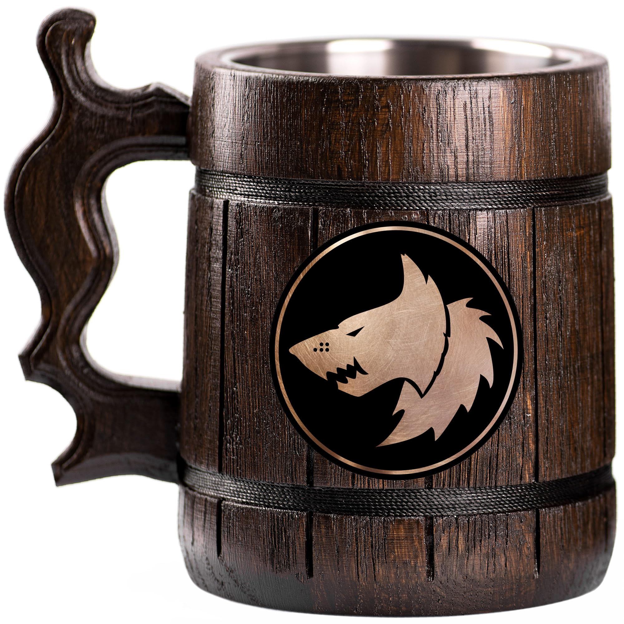 40K Space Wolves Custom Beer Mug - Personalized Space Marines Stein, Wooden Tankard - Unique Gamer Gift for Men, Dad, Father - Perfect for Weddings, Anniversaries & Birthday Presents - Great for Gaming Parties, Man Cave Decor & Sci-Fi Collectors