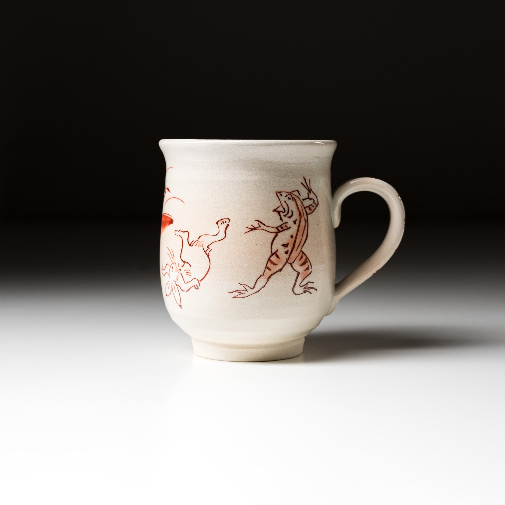 Handmade Kyo Kiyomizu Ware Ceramic Mug - Gohon Kozanji Red - Authentic Japanese Tea Cup for Matcha, Coffee & Home Decor