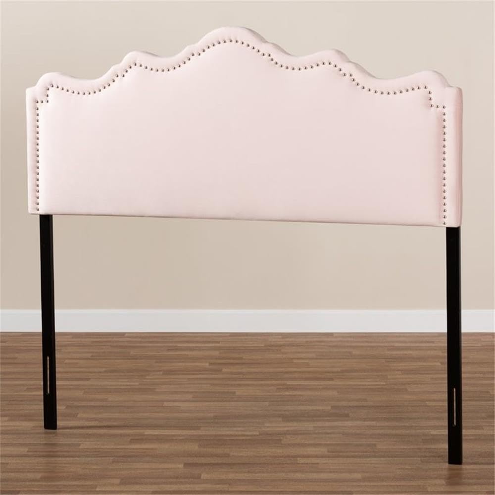 BOWERY HILL Modern Velvet Queen Size Headboard Light Pink - Luxurious Bedroom Decor for Master & Guest Rooms