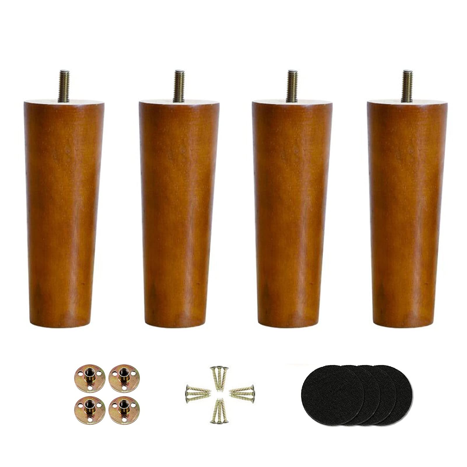 Solid Wood Furniture Legs - Set of 4 Replacement Legs for Sofa, Couch, Bed, Armchair & Cabinet - Walnut Finish (11.8in/30cm) - Perfect for DIY Furniture Repair & Home Decor Upgrade