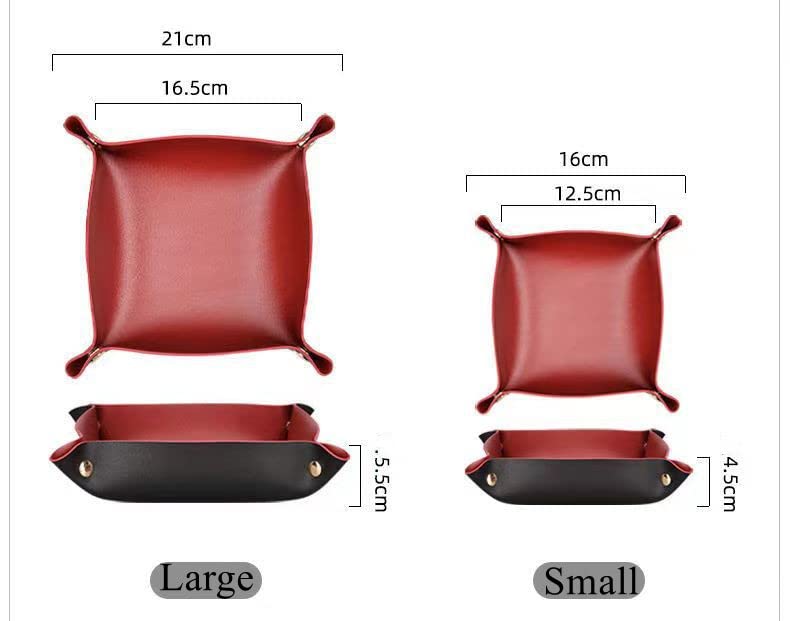 Premium PU Leather Jewelry Organizer Tray - Decorative Trinket Dish Box for Rings, Necklaces, Bracelets & Watches (2-Piece Set) - Perfect for Vanity, Dresser & Travel Jewelry Storage