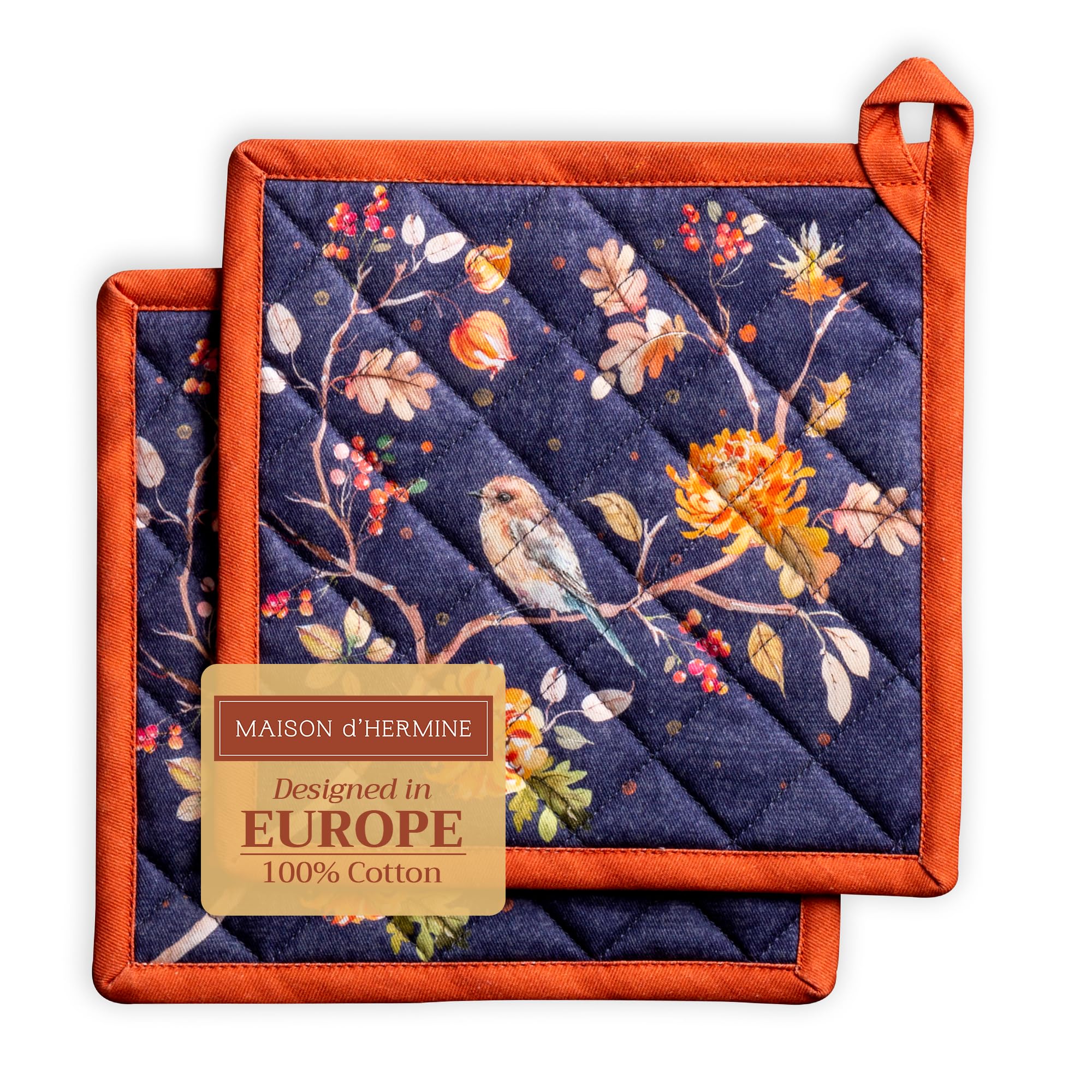 Maison d'Hermine 100% Cotton Set of 2 Heat Resistant Pot Holders 8