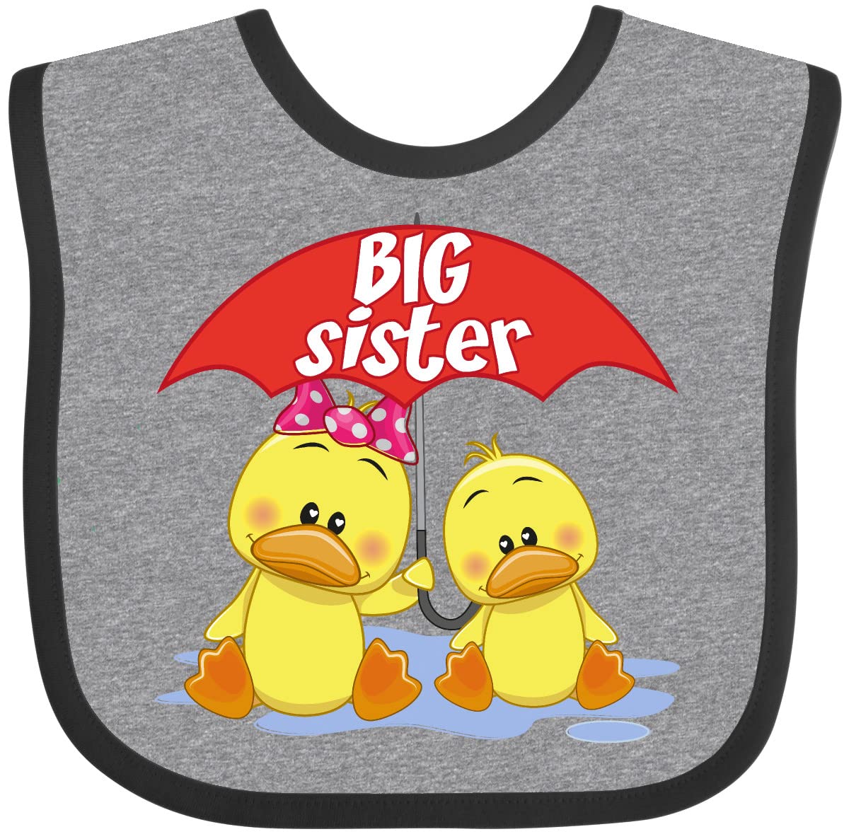 Inktastic Big Sister Duck Baby Bib - Soft & Absorbent Cotton Bib for Infants & Toddlers - Perfect for Feeding, Drooling & Messy Playtime