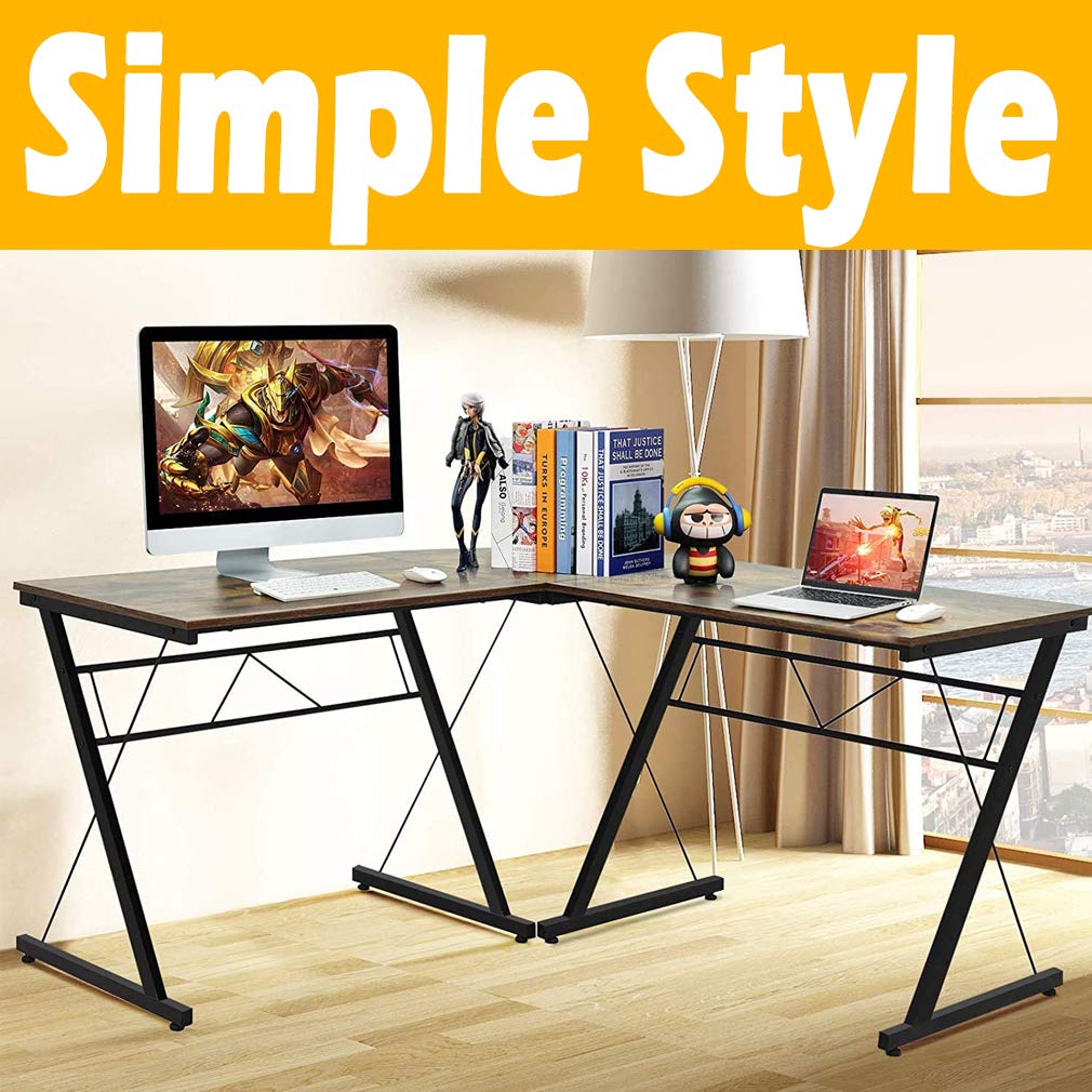 L-Shaped Computer Desk with Drawer - Black Glass Home Office Desk, Scratch-Resistant & Easy to Clean - Perfect for Gaming, Work, and Study Spaces